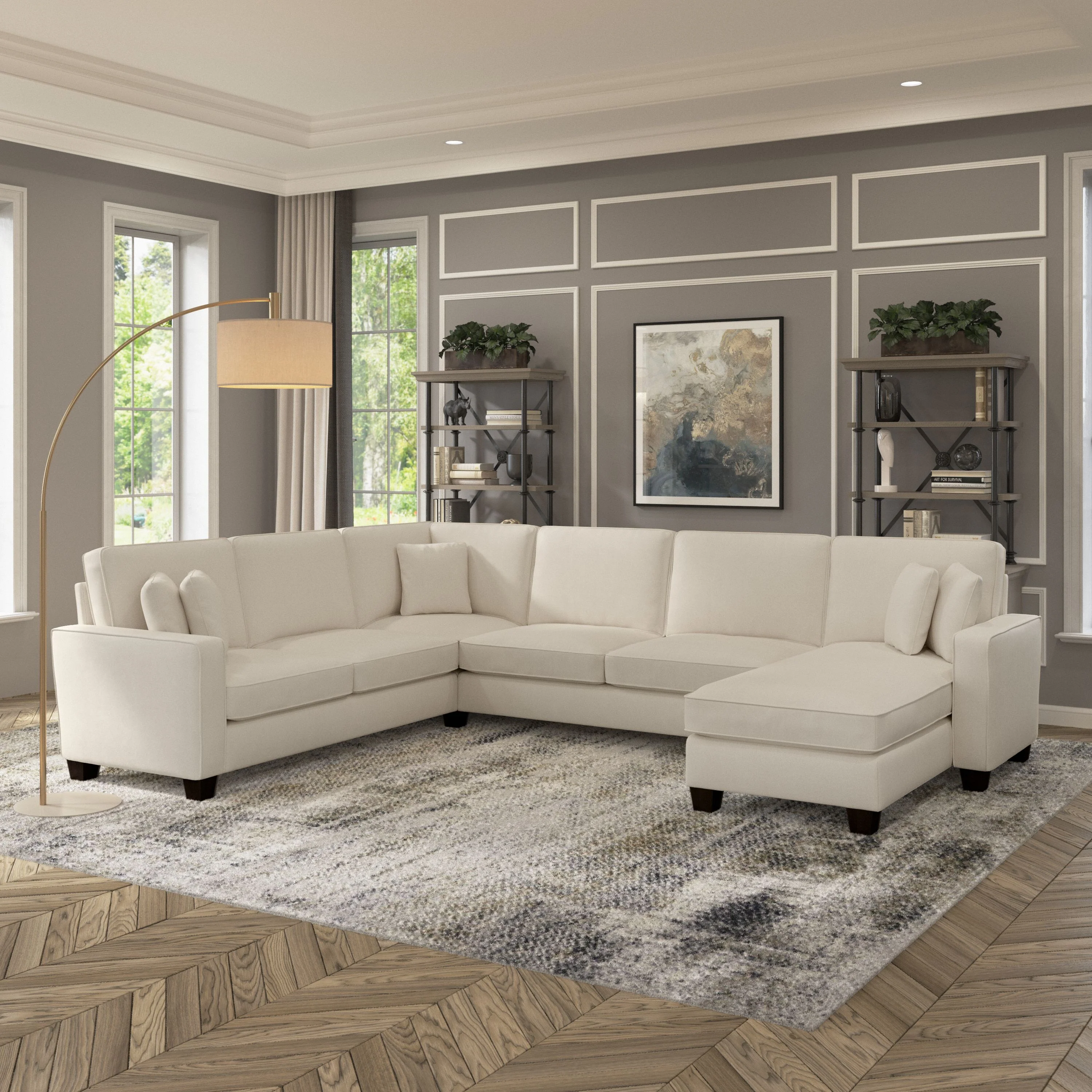 Stockton 128W U Shaped Sectional Couch with Reversible Chaise Lounge