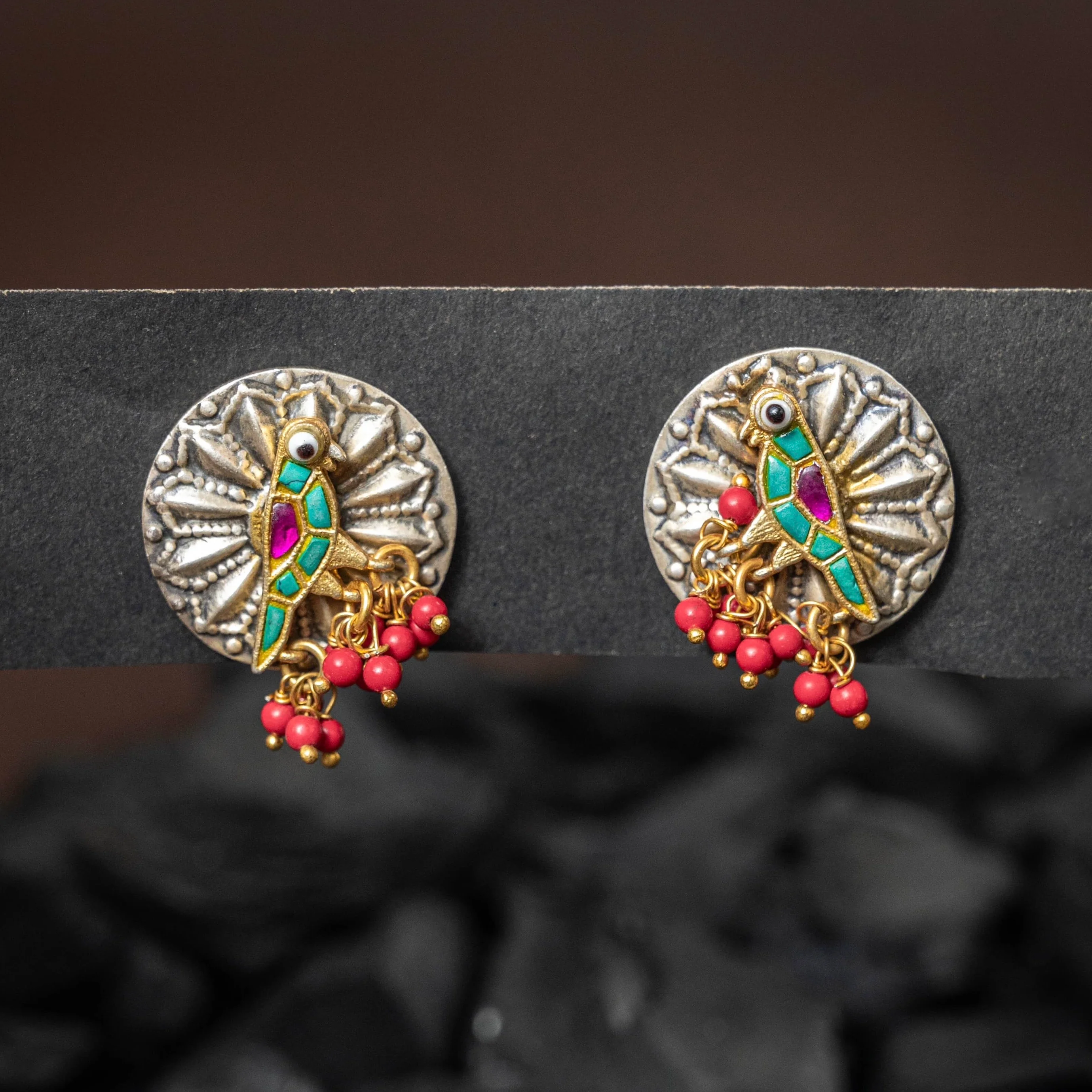 Parrot Chakra Sterling Silver Earrings