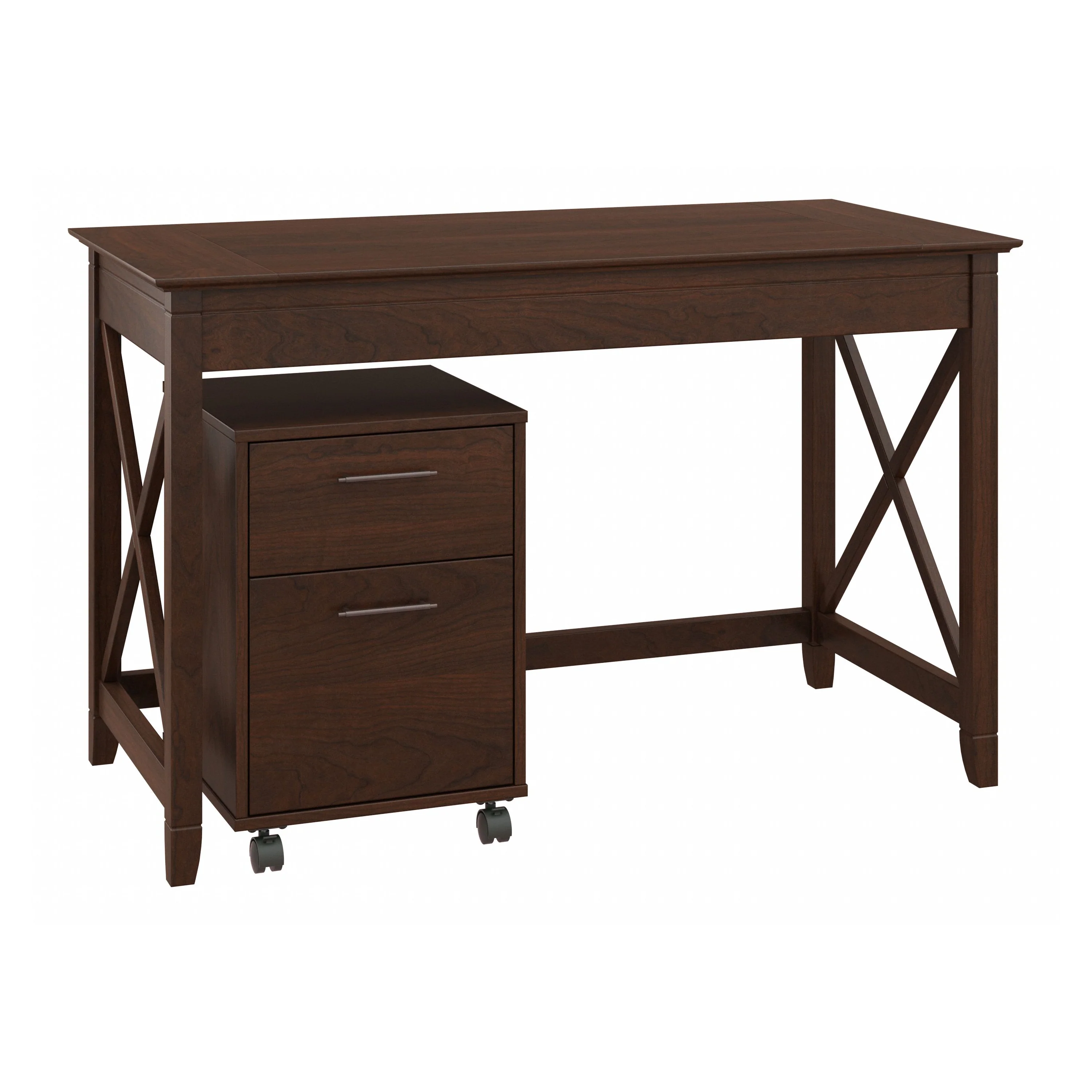 48W Writing Desk with 2 Drawer Mobile File Cabinet