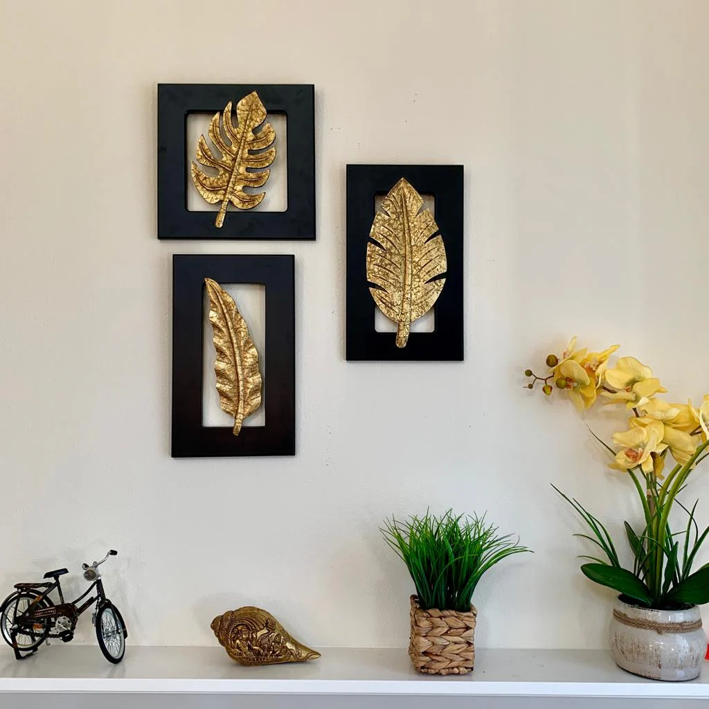 Brass Leaf Wall Hanging (Set of 3)