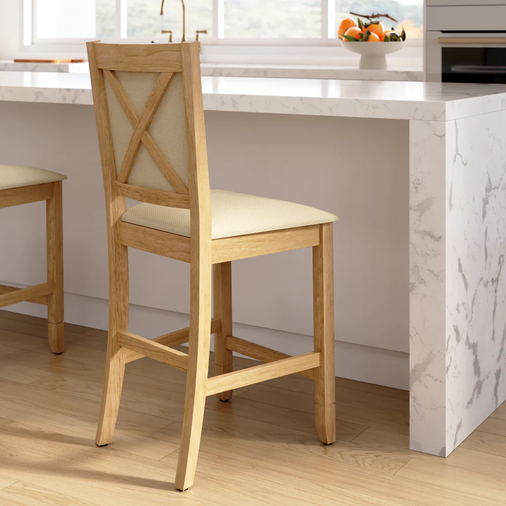 Bush Home Key West Upholstered Cross Back Dining Counter Stool