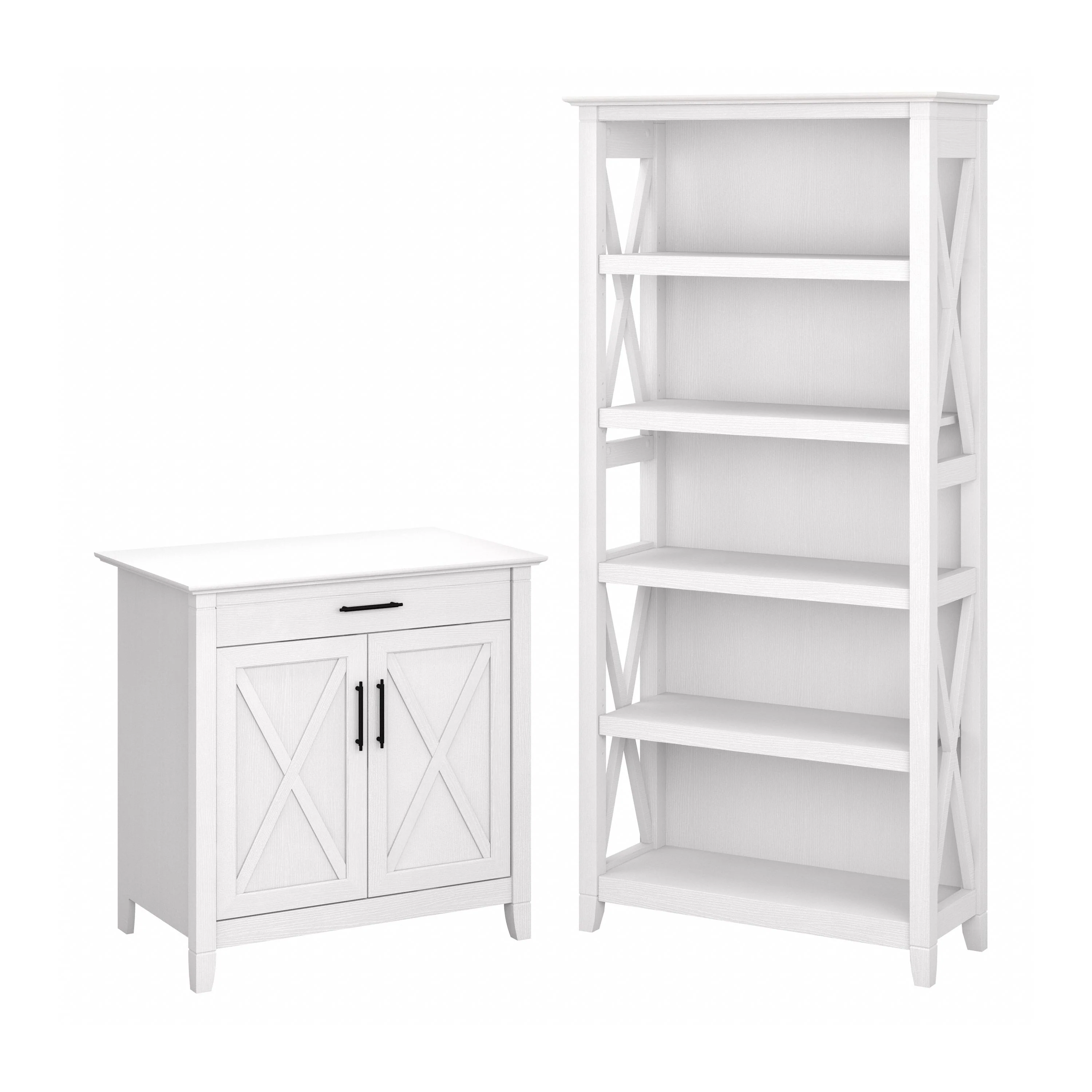 Secretary Desk with Storage and 5 Shelf Bookcase