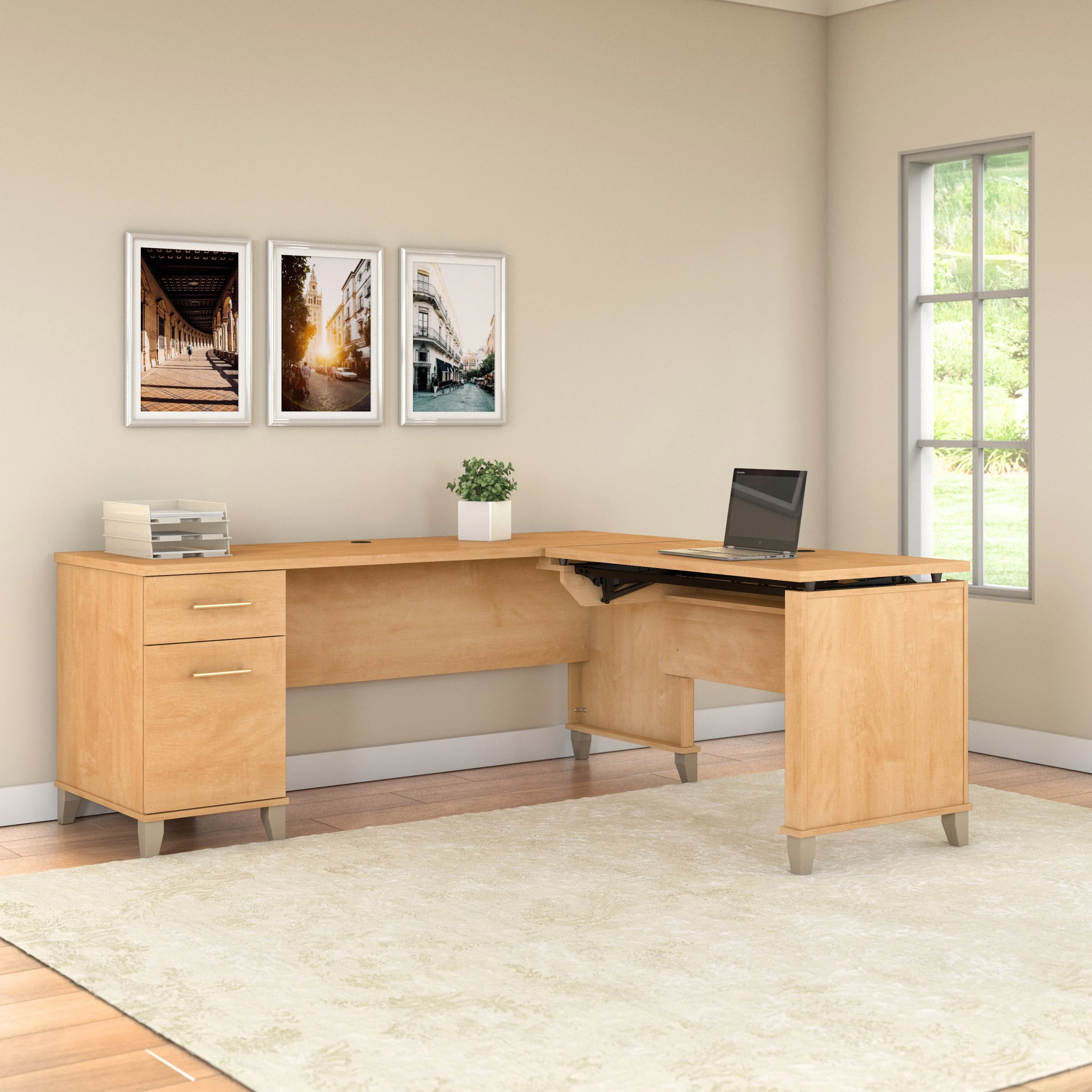 Somerset 72W 3 Position Sit to Stand L Shaped Desk