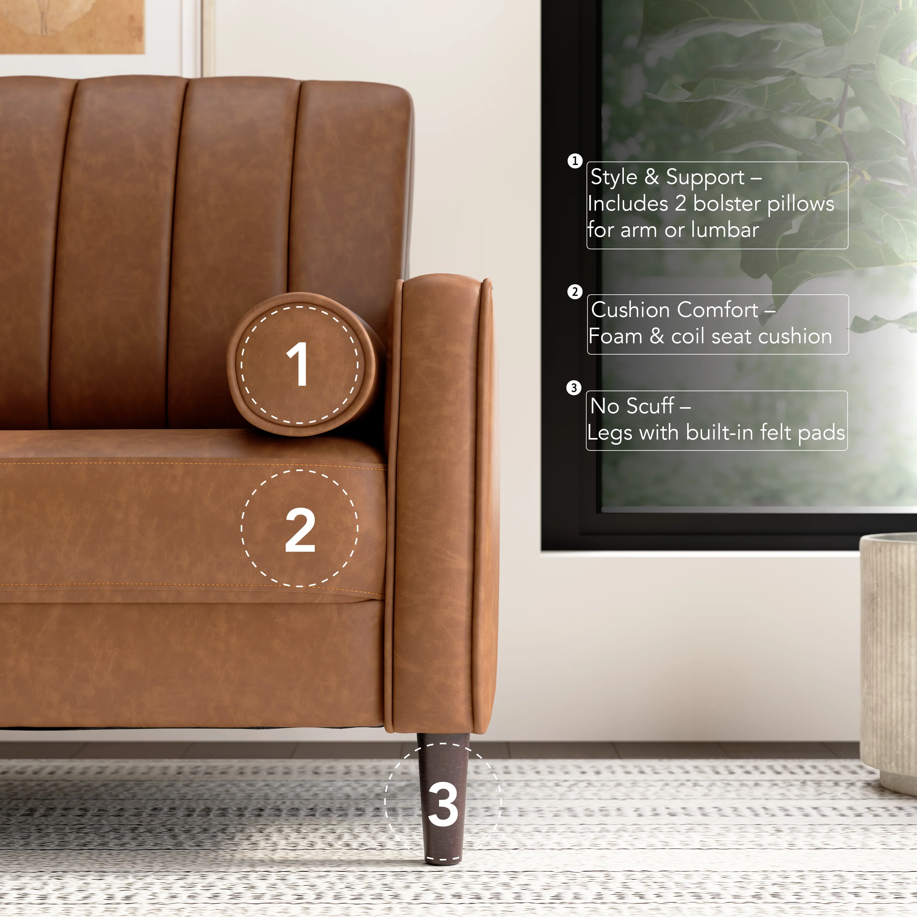 Bush Home Max 77W Sofa, 54W Loveseat, and Storage Ottoman