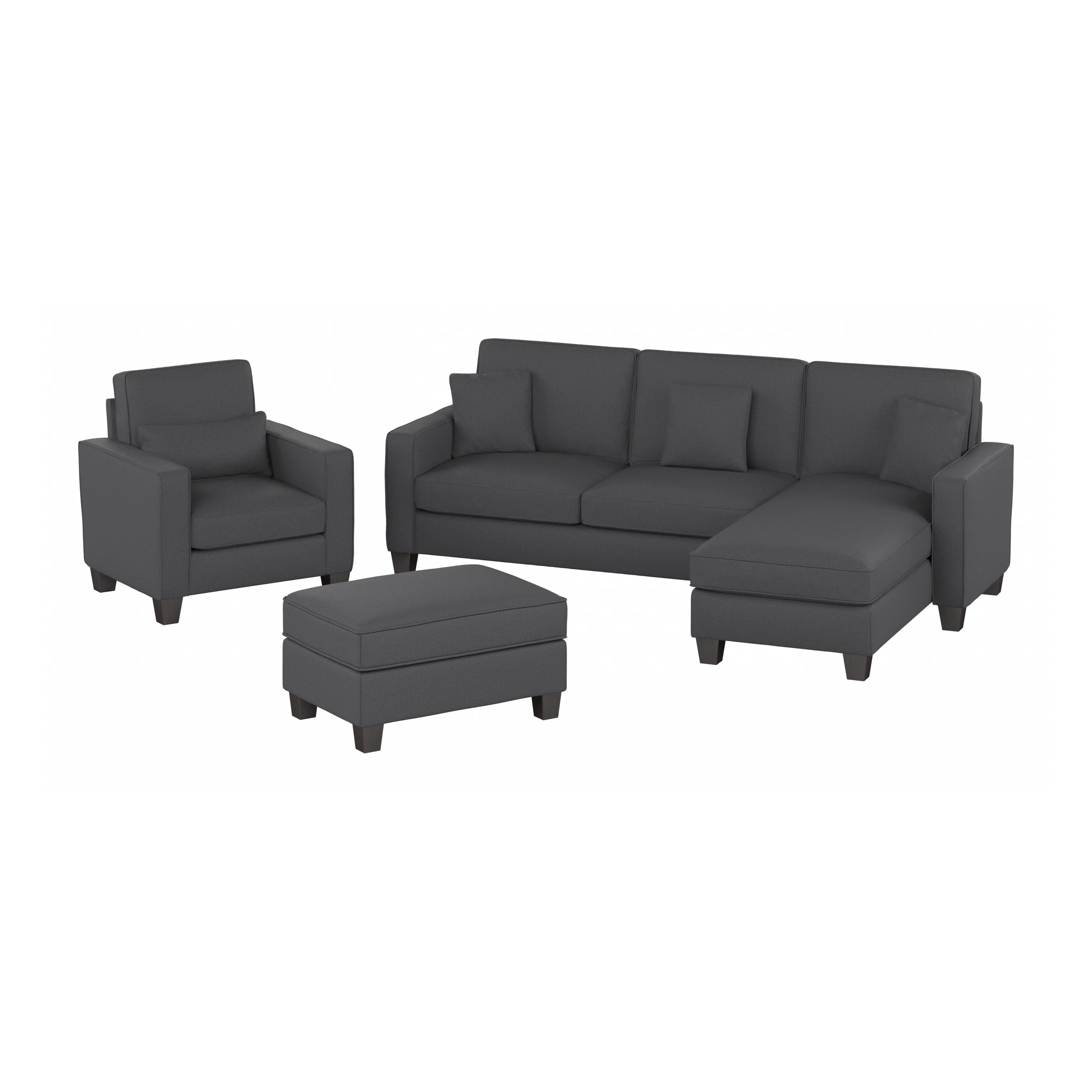 Stockton 102W Sectional Couch with Reversible Chaise Lounge, Accent Chair, and Ottoman