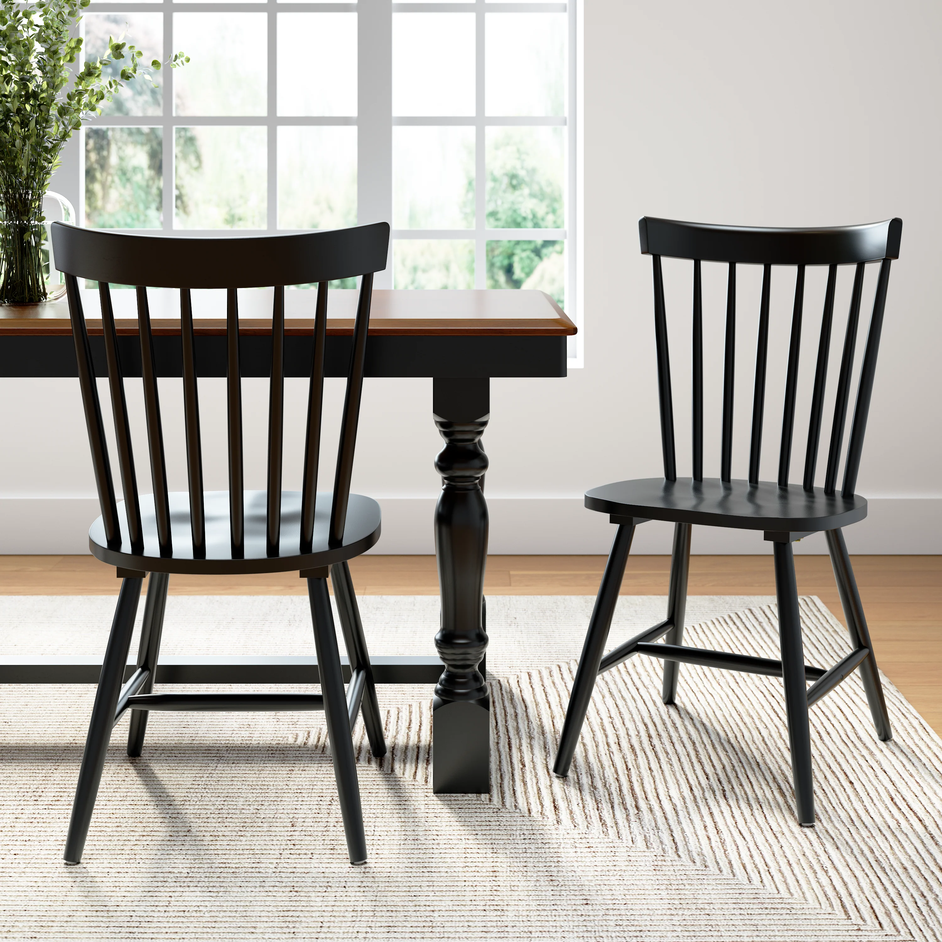 Windsor High Back Spindle Dining Chairs - Set of 2