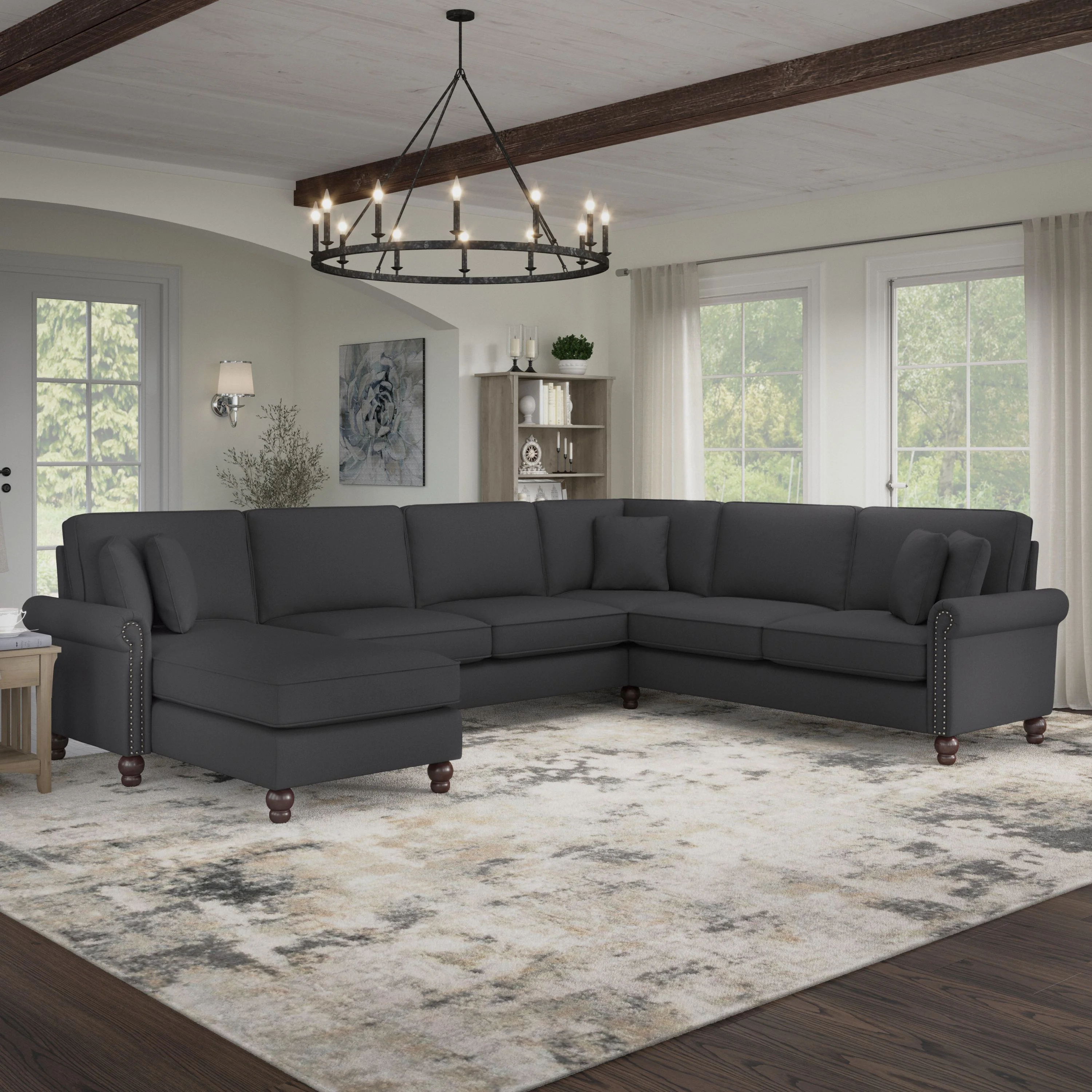 Coventry 128W U Shaped Sectional Couch with Reversible Chaise Lounge
