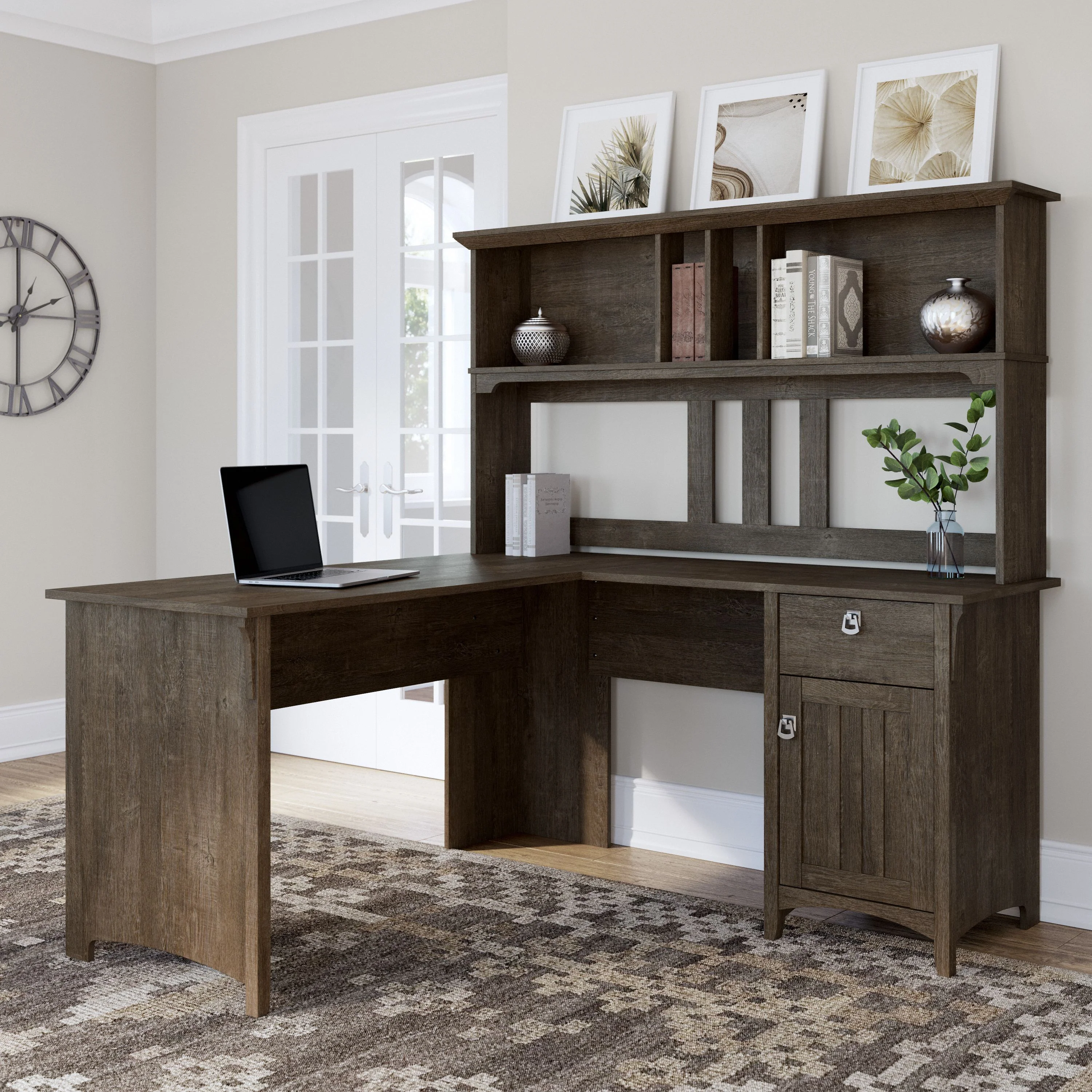 Salinas 60W L Shaped Desk with Hutch