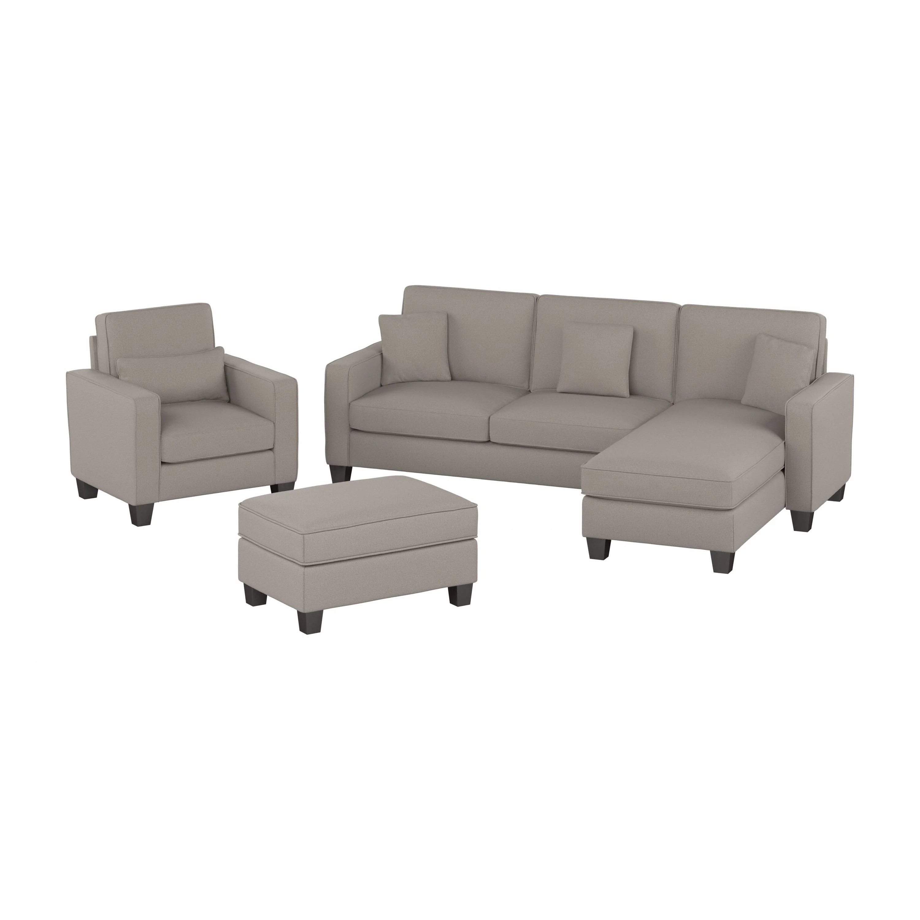 Stockton 102W Sectional Couch with Reversible Chaise Lounge, Accent Chair, and Ottoman
