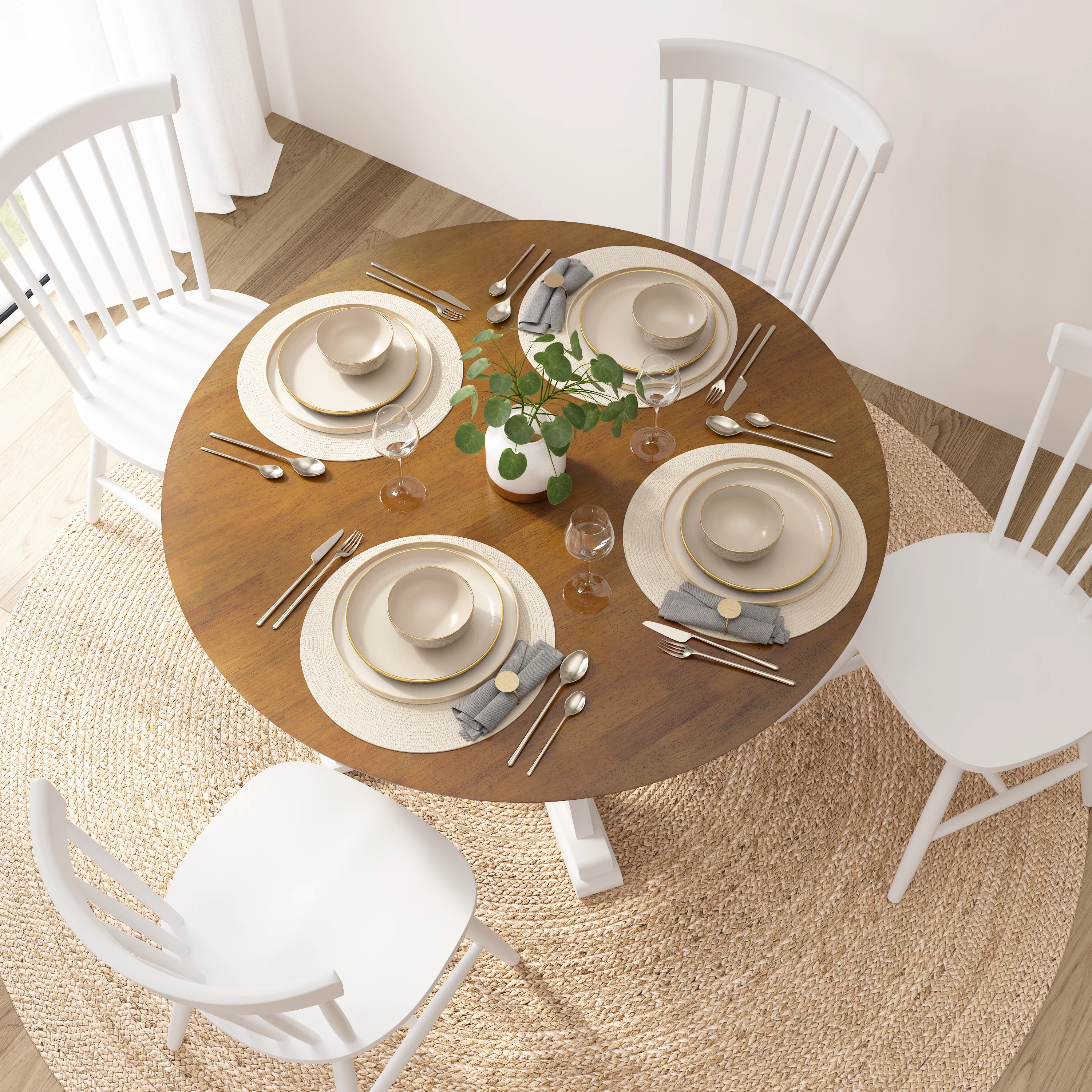 West End 45W Round Trestle Dining Table