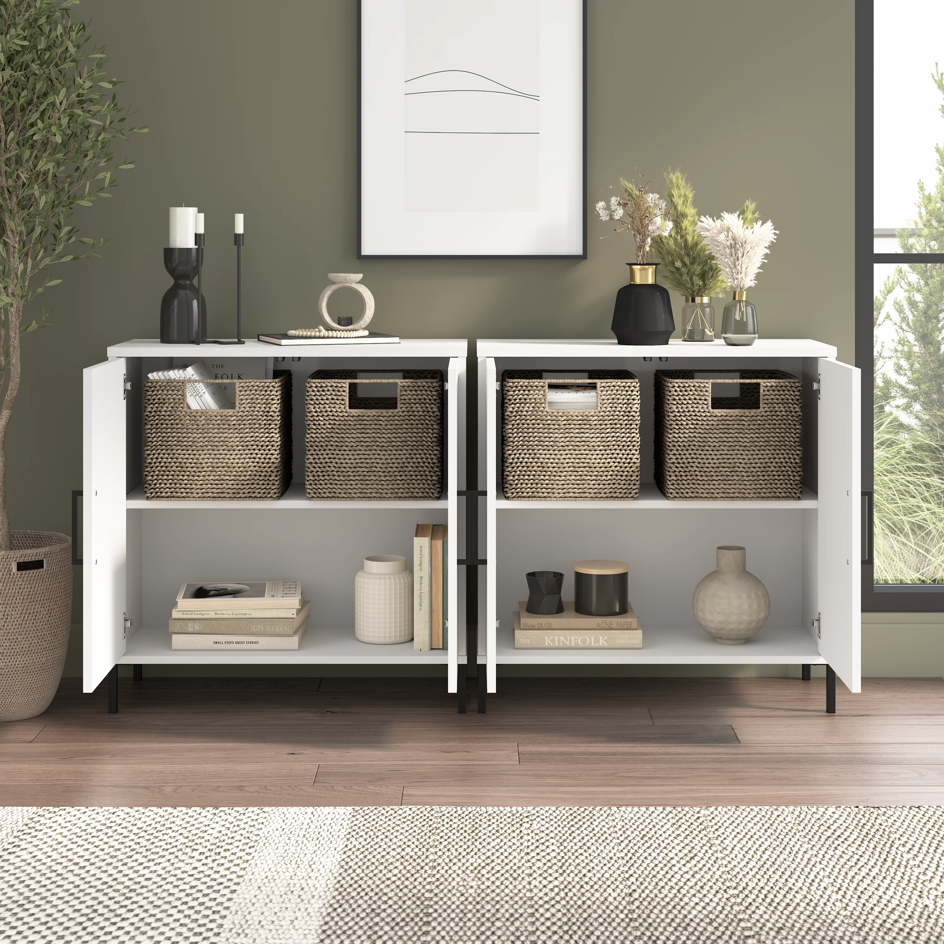 Soho Low Storage Cabinet with Doors - Set of 2