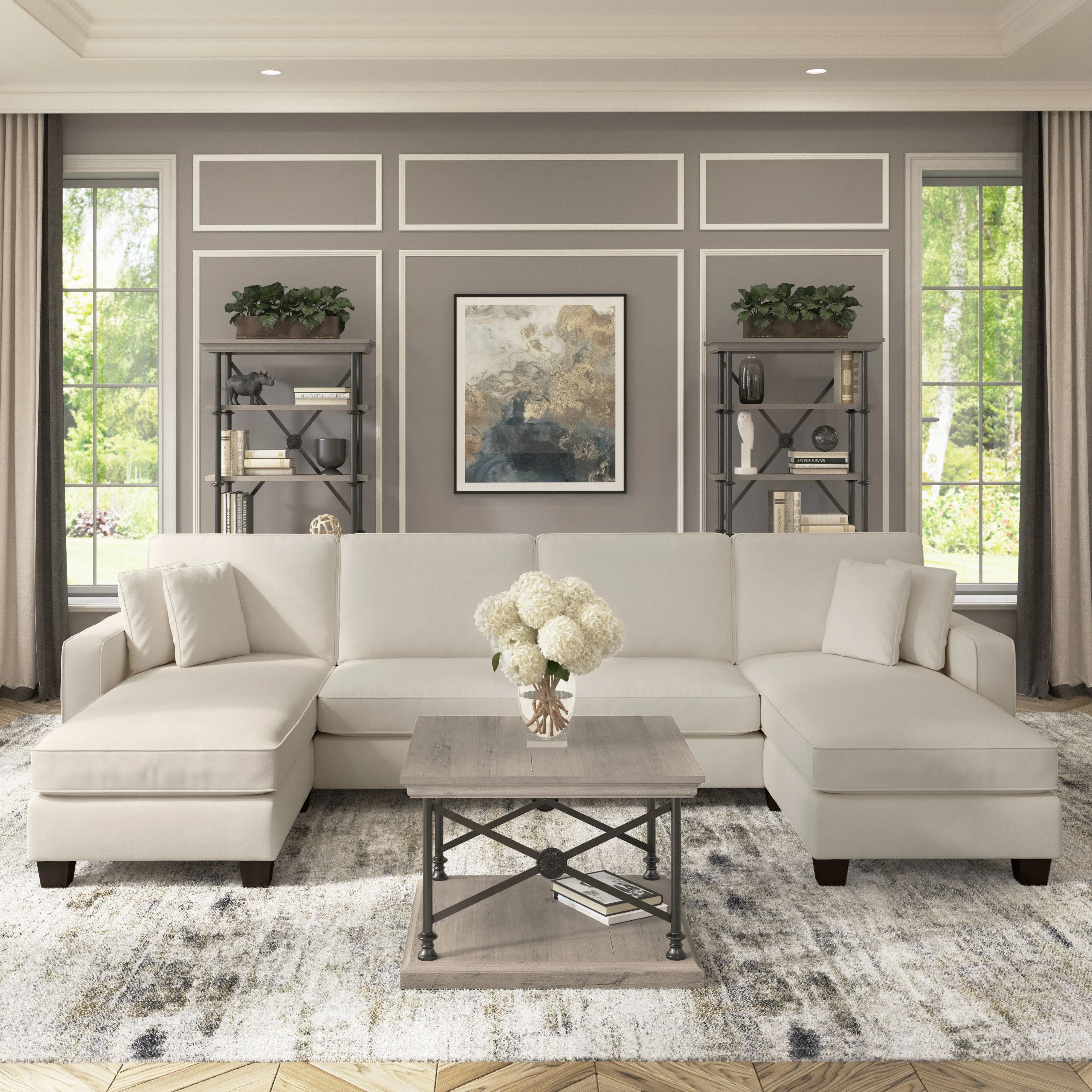 Stockton 131W Sectional Couch with Double Chaise Lounge