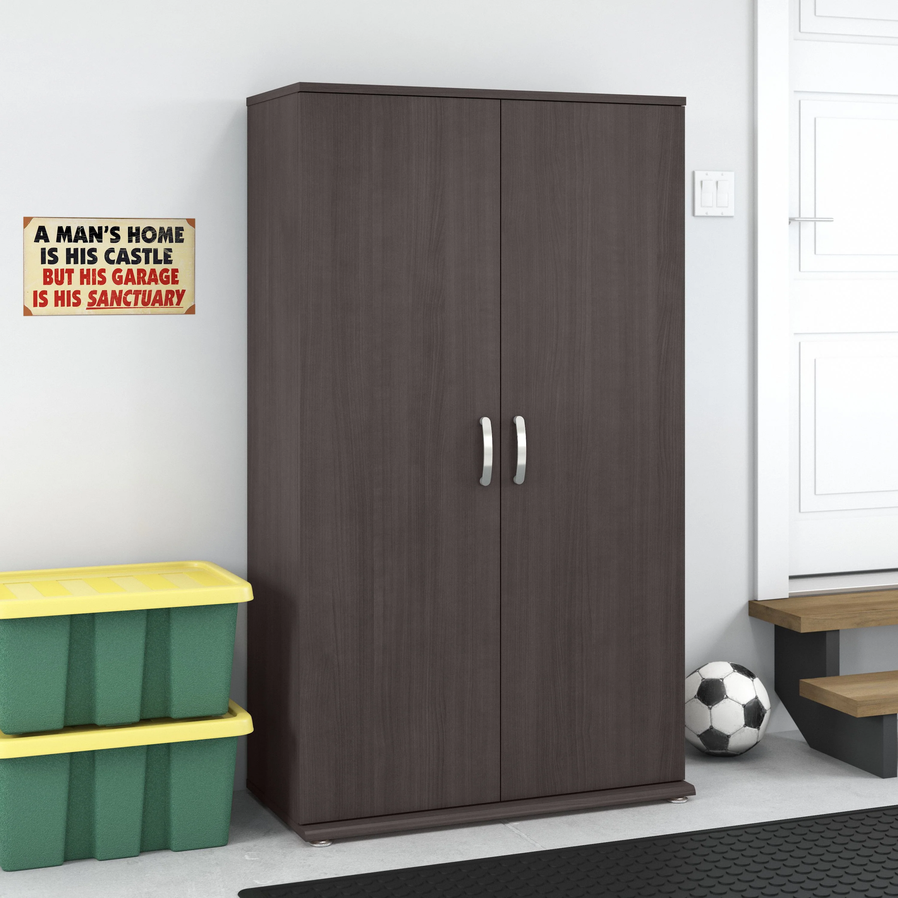 Universal Tall Garage Storage Cabinet with Doors and Shelves