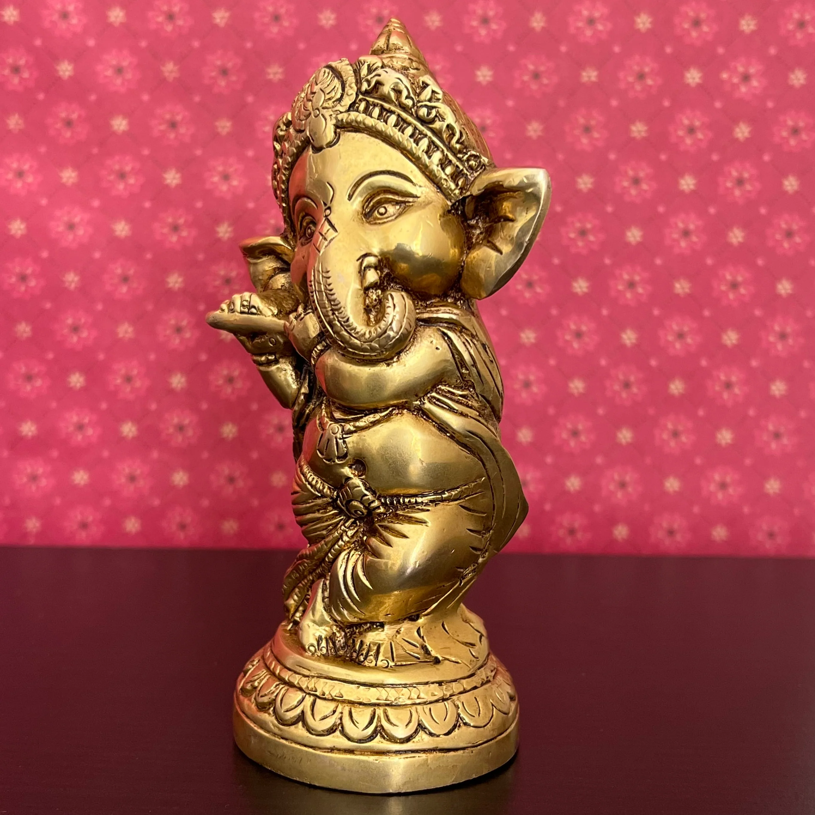Flute Ganesh Brass Idol