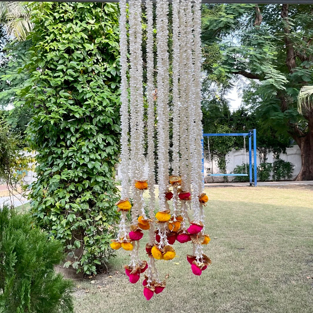 Veni With Yellow & Pink Hanging (Set of 10) - Festive Decoration Wall Hanging