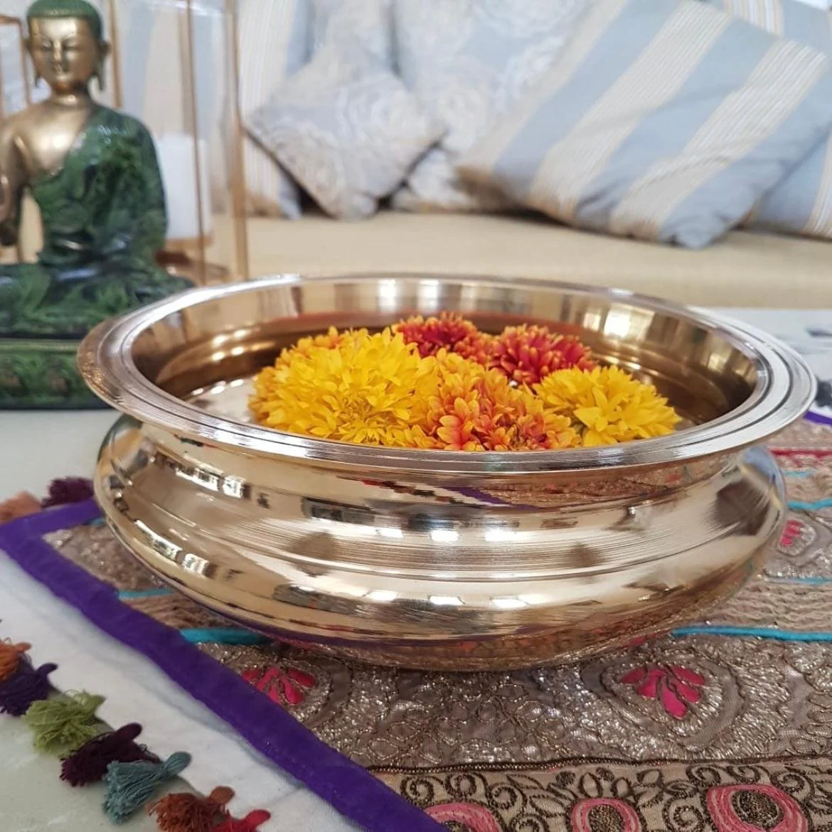 10 Inches Brass Urli Bowl For Festive Home Decoration