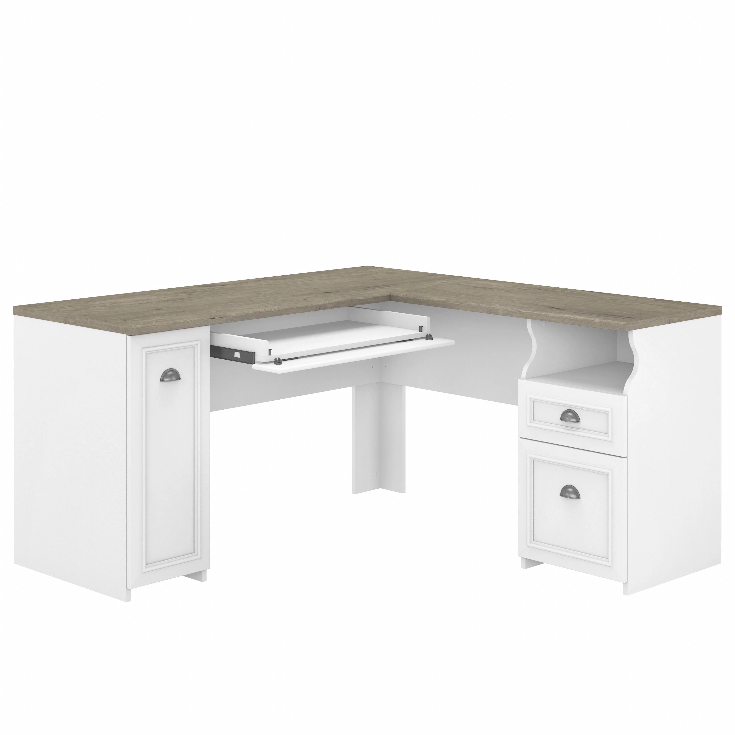 Fairview 60W L Shaped Desk with Drawers and Storage Cabinet
