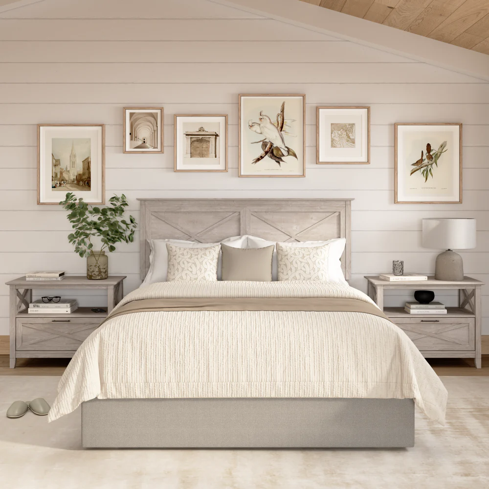 Bush Home Key West 65W Full/Queen Headboard with Set of 2 Nightstands