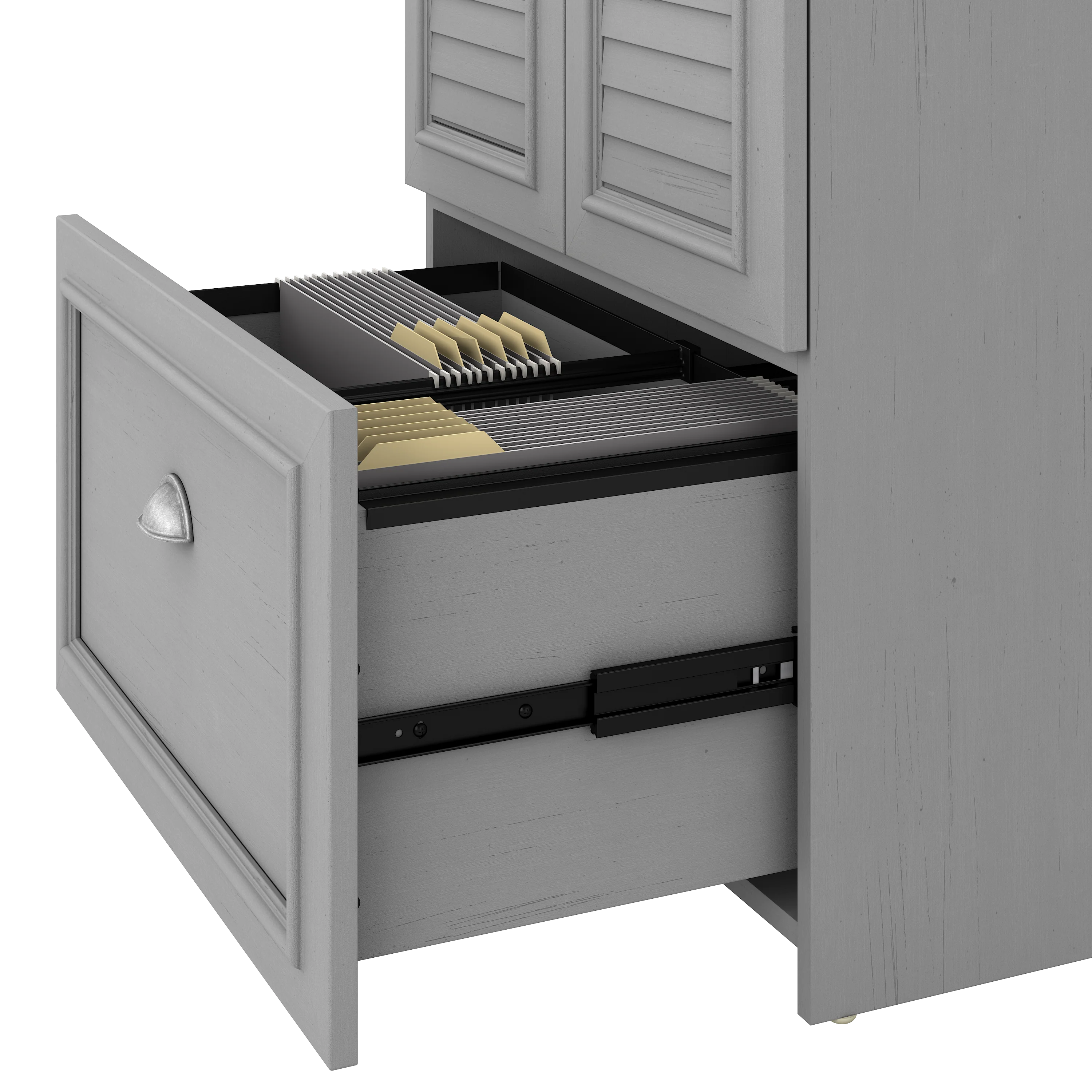 Fairview 60W L Shaped Desk and 2 Door Storage Cabinet with File Drawer