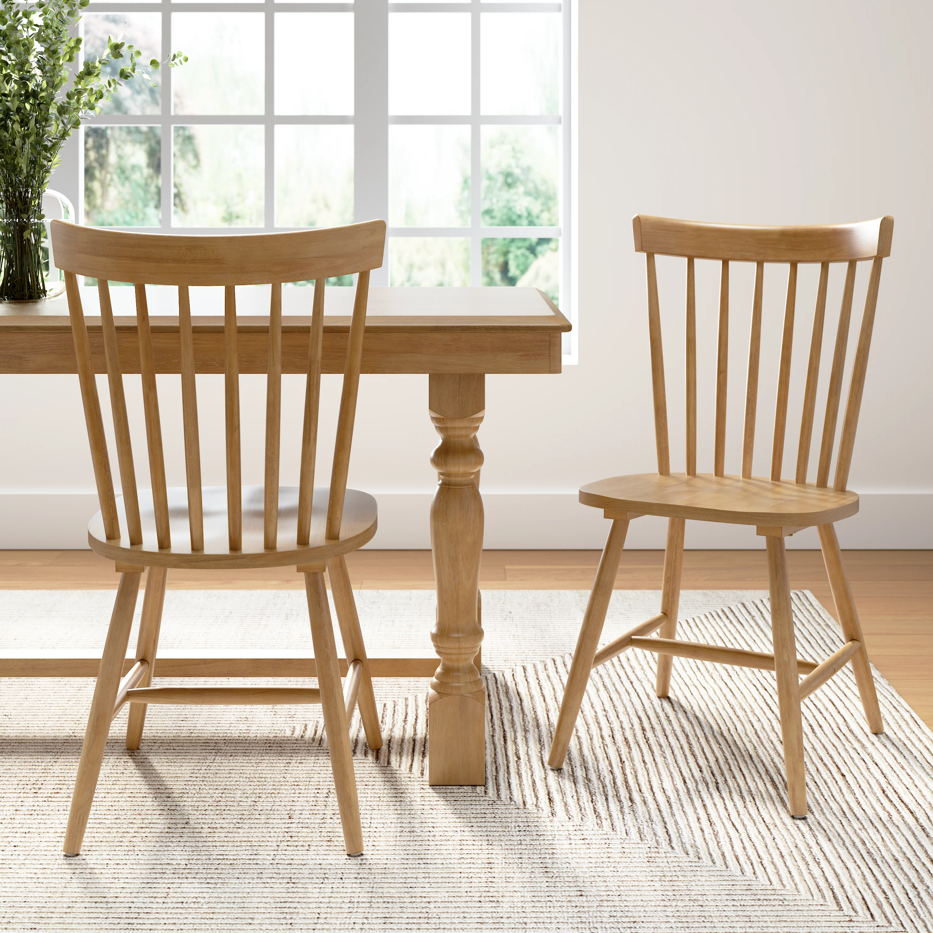 Windsor High Back Spindle Dining Chairs - Set of 2