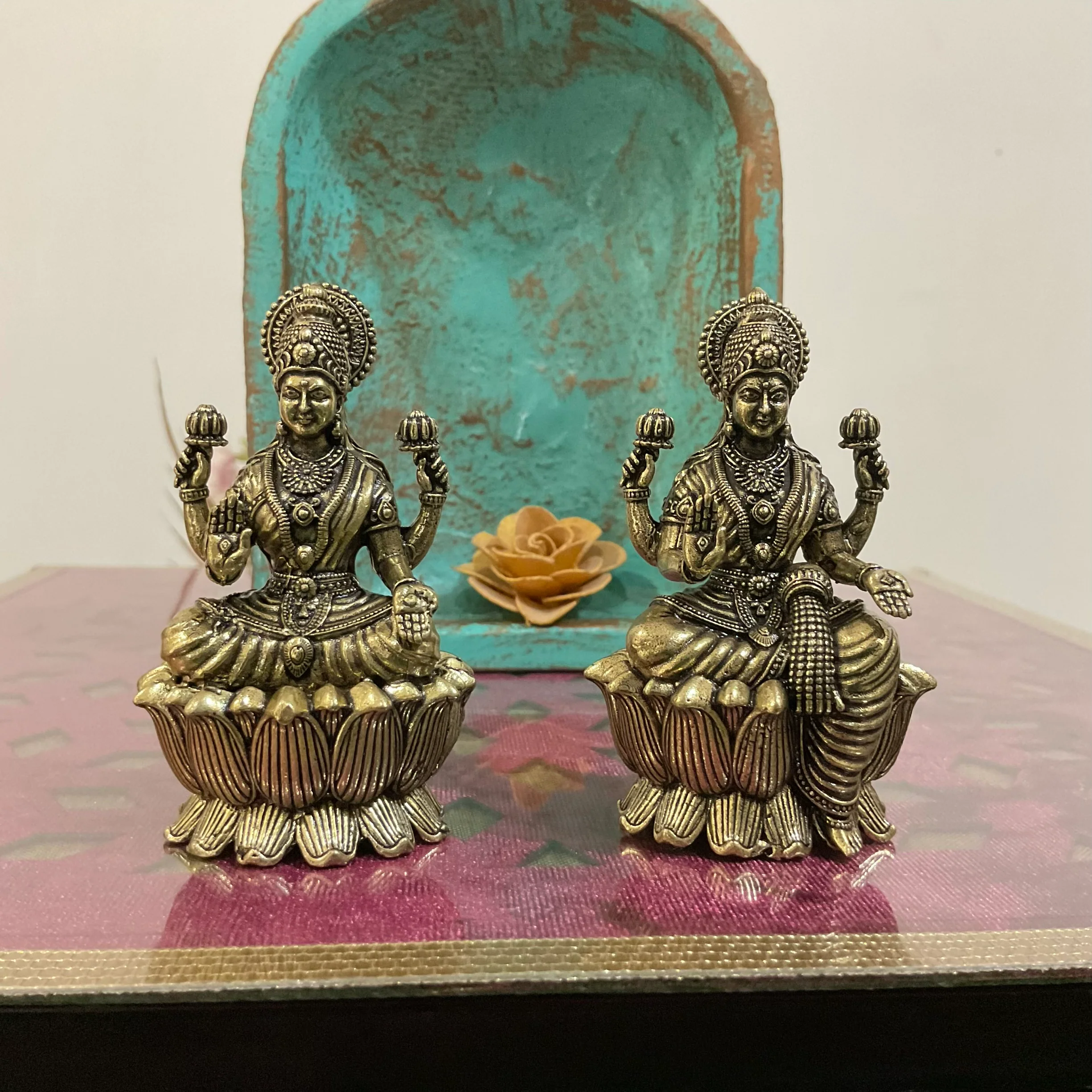 3 Inch Ashtalakshmi Brass Idol - Lightweight Brass Decorative Figurine