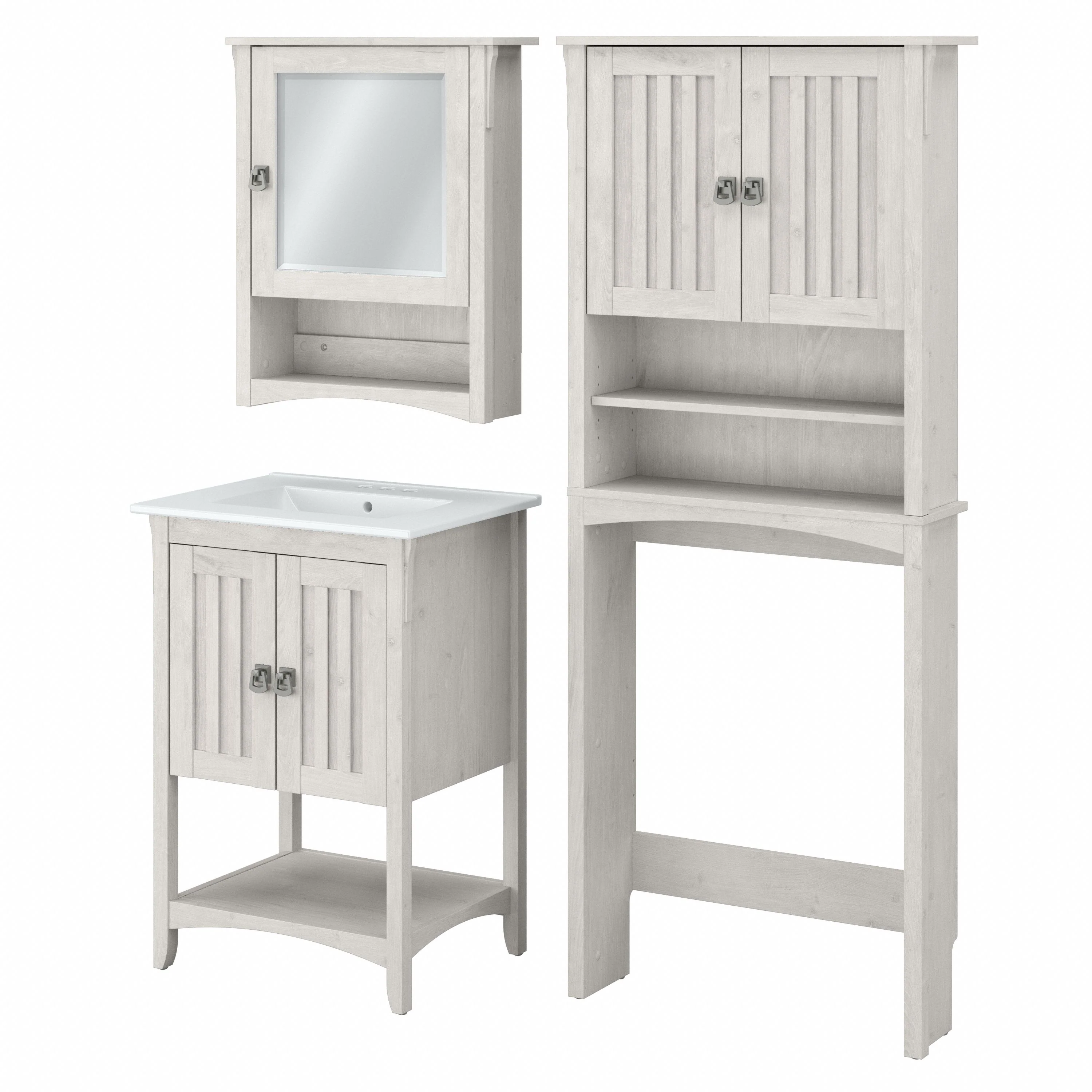 Salinas 24W Bathroom Vanity Sink with Mirror and Over The Toilet Storage Cabinet