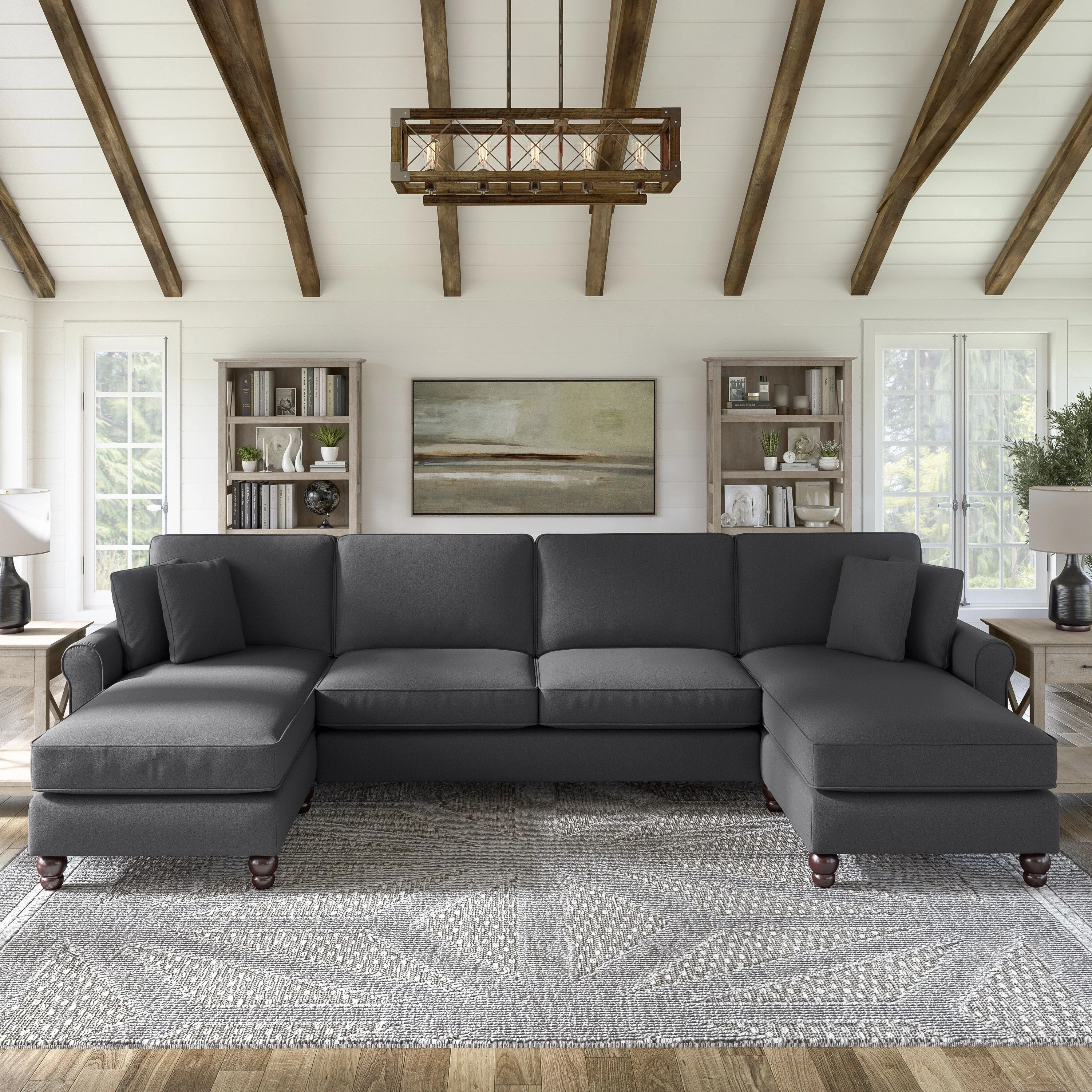 Hudson 131W Sectional Couch with Double Chaise Lounge