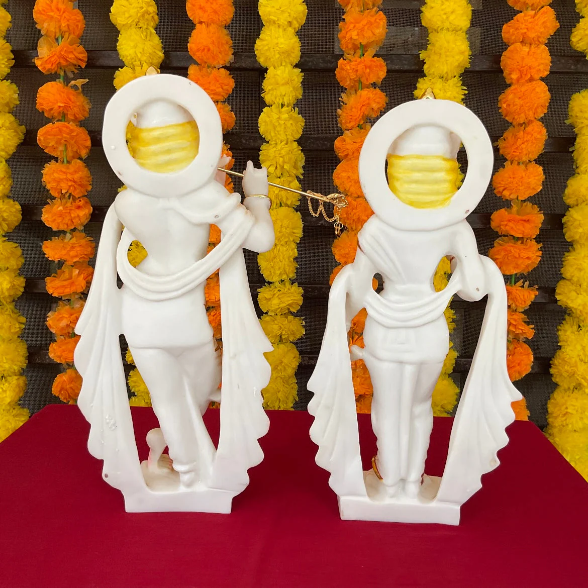 14 Inches Radha Krishan Marble Dust & Resin Idol -  Hindu God Statue - Decorative Murti