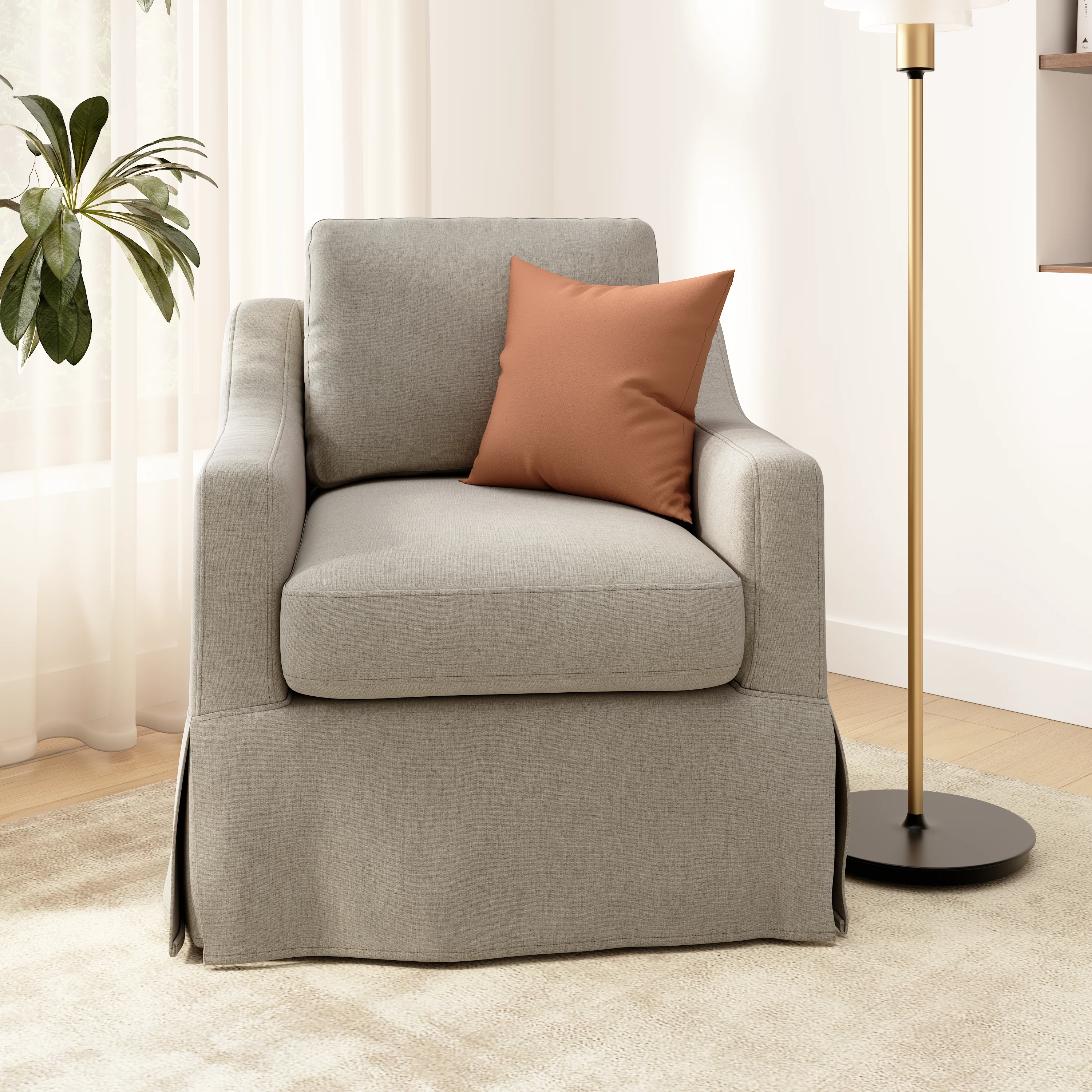 Bush Home Harper Swivel Accent Chair with Slipcover