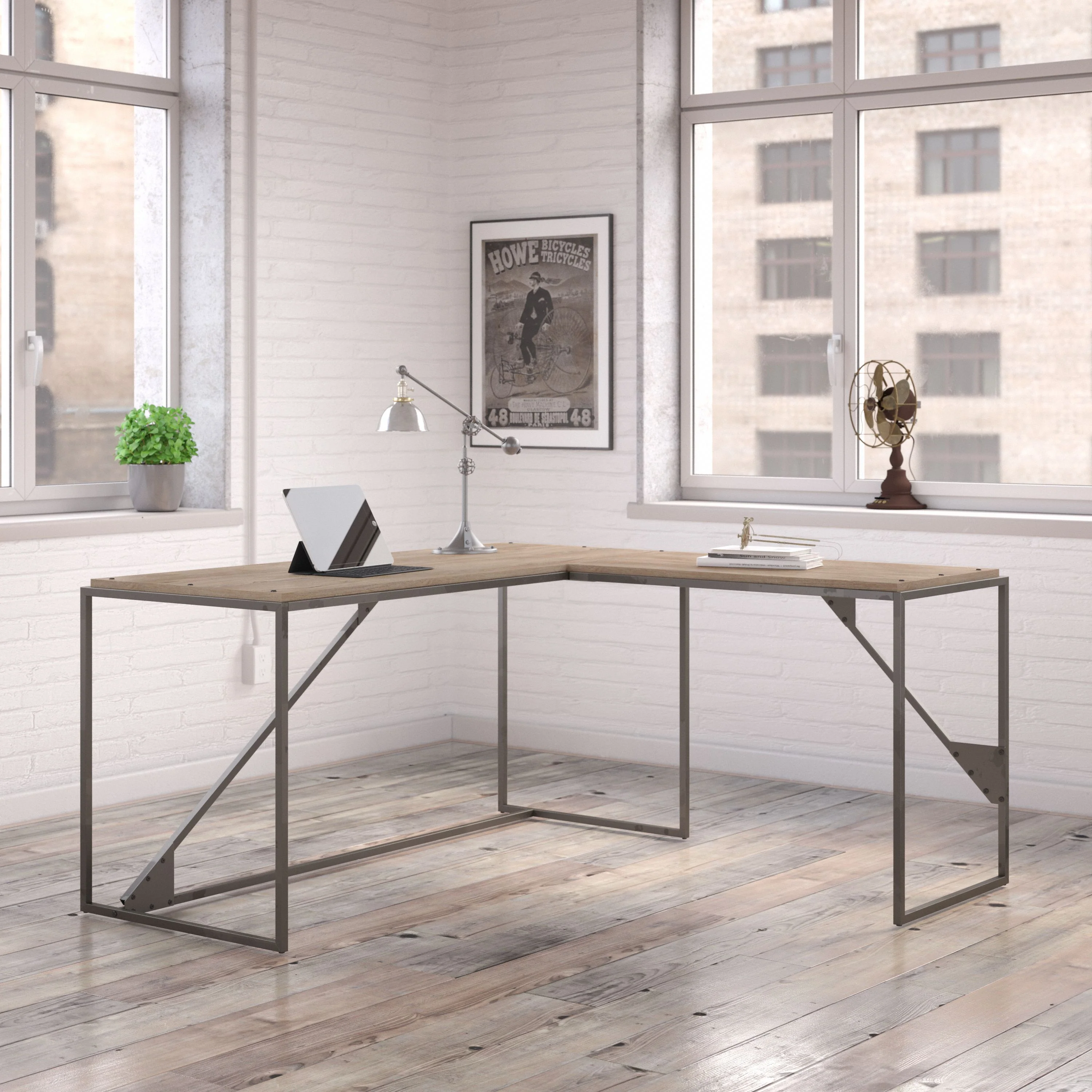 Refinery 62W L Shaped Industrial Desk