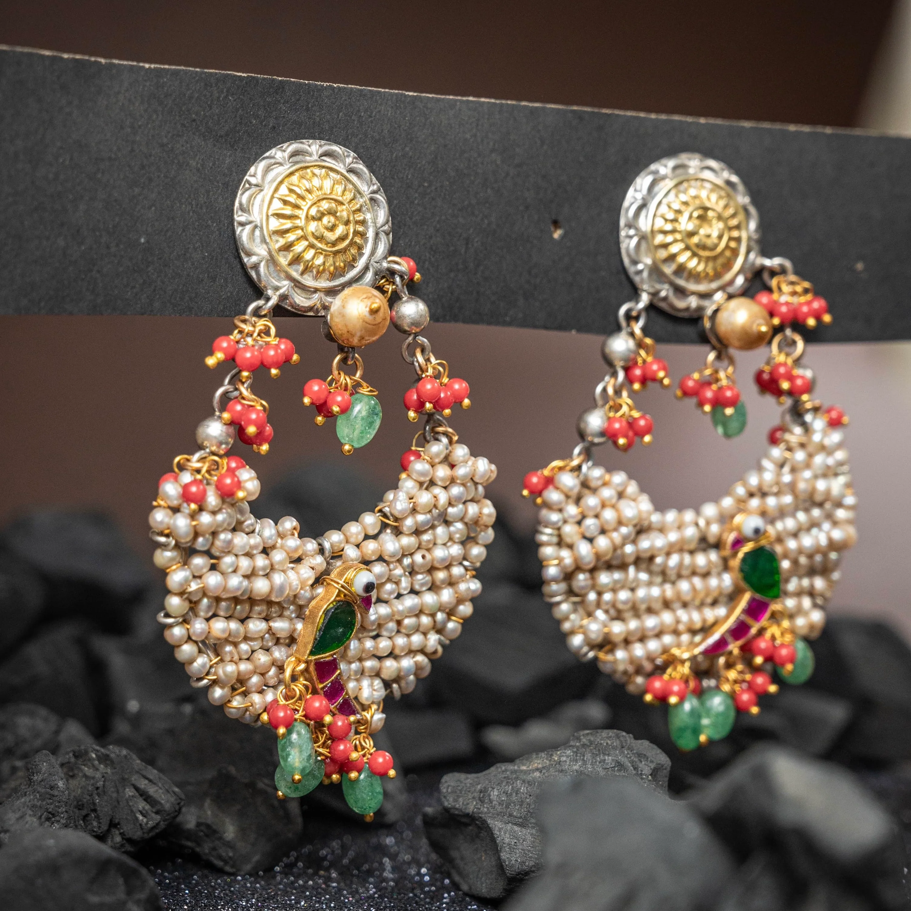 Royal Elegance Parrot Pearl Drop Earring - Sterling Silver