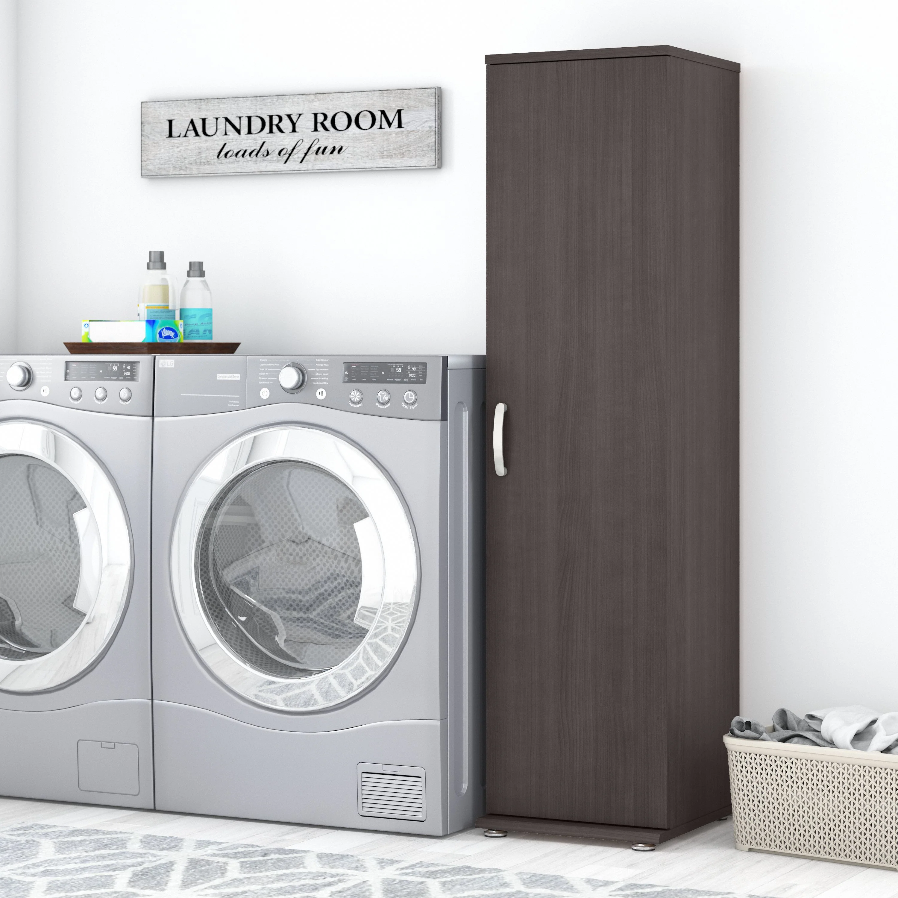 Universal Narrow Linen Tower with Door and Shelves