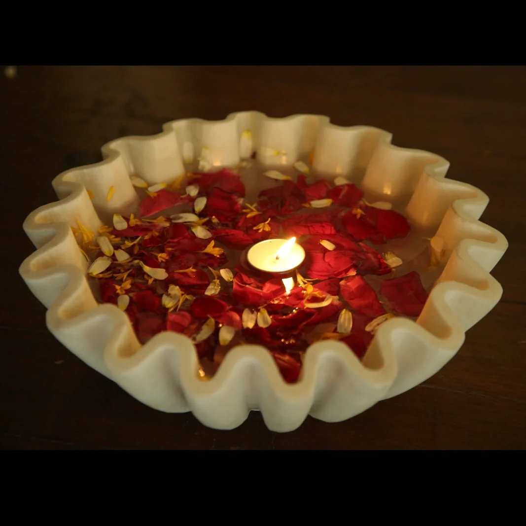 Decorative Marble Urli Bowl - Flower Home Decor
