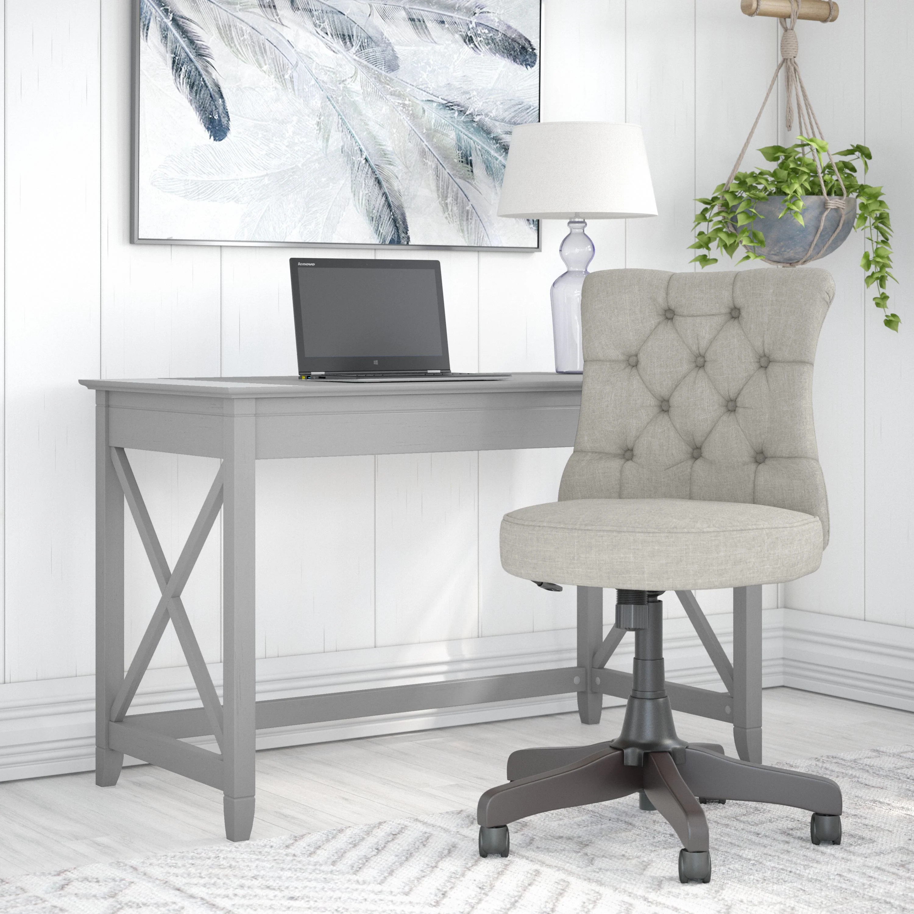 Key West 48W Writing Desk with Mid Back Tufted Office Chair