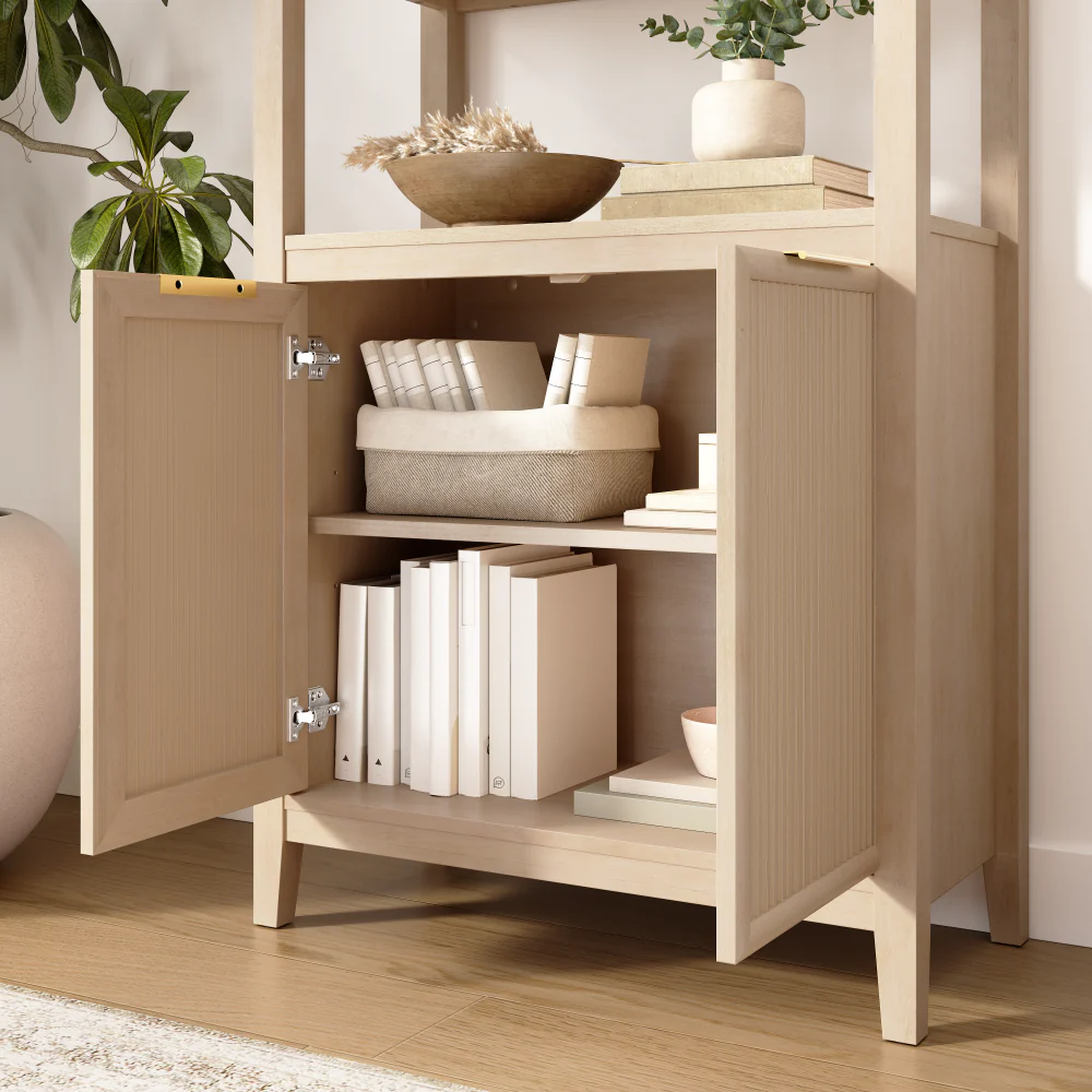 Bush Home Camille Fluted 5 Shelf Bookcase with Doors