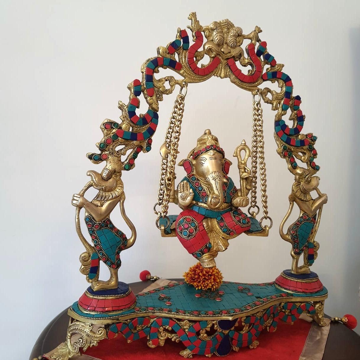 Ganesha Swing Yali Decorative Brass Idol and Statue