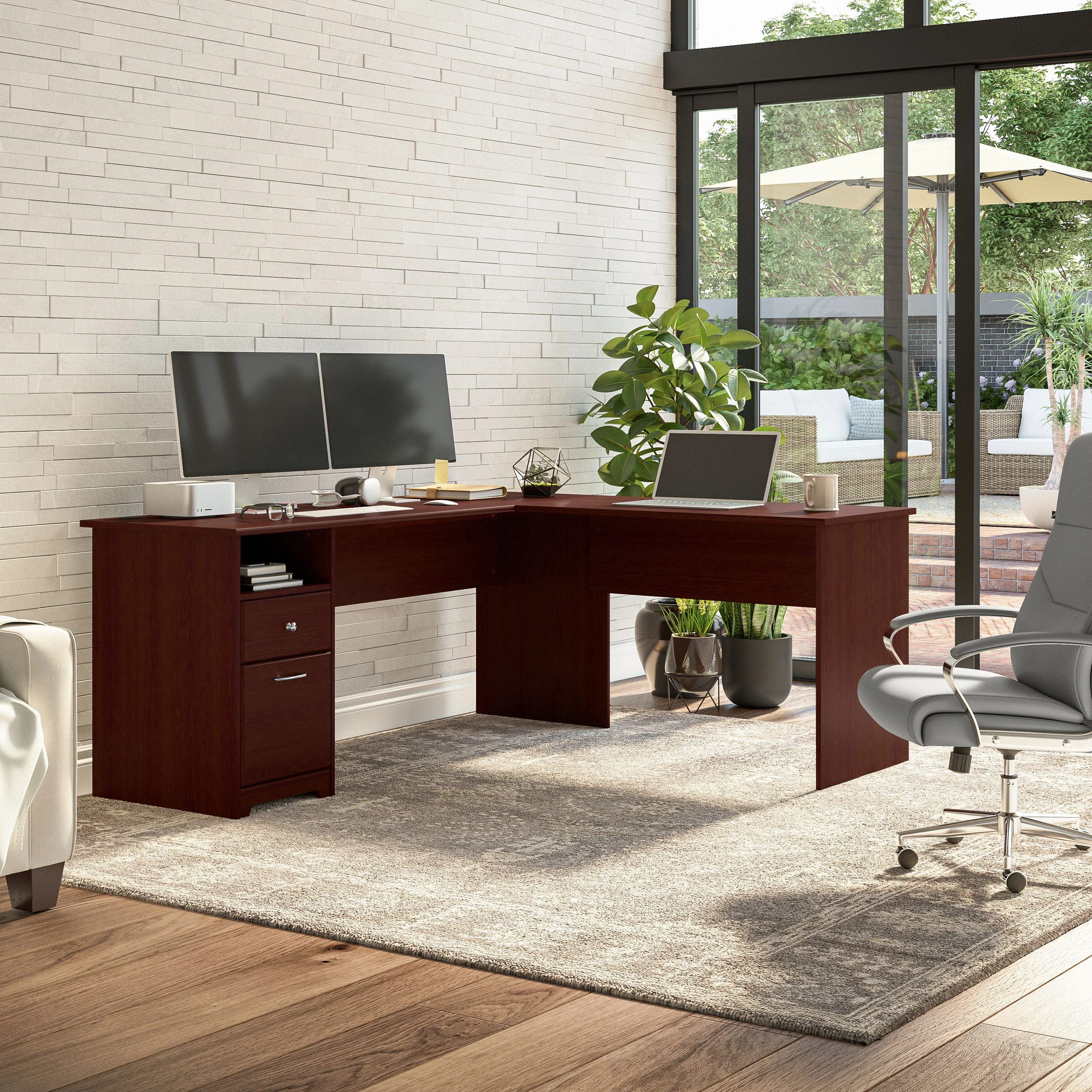 Cabot 72W L Shaped Computer Desk with Drawers