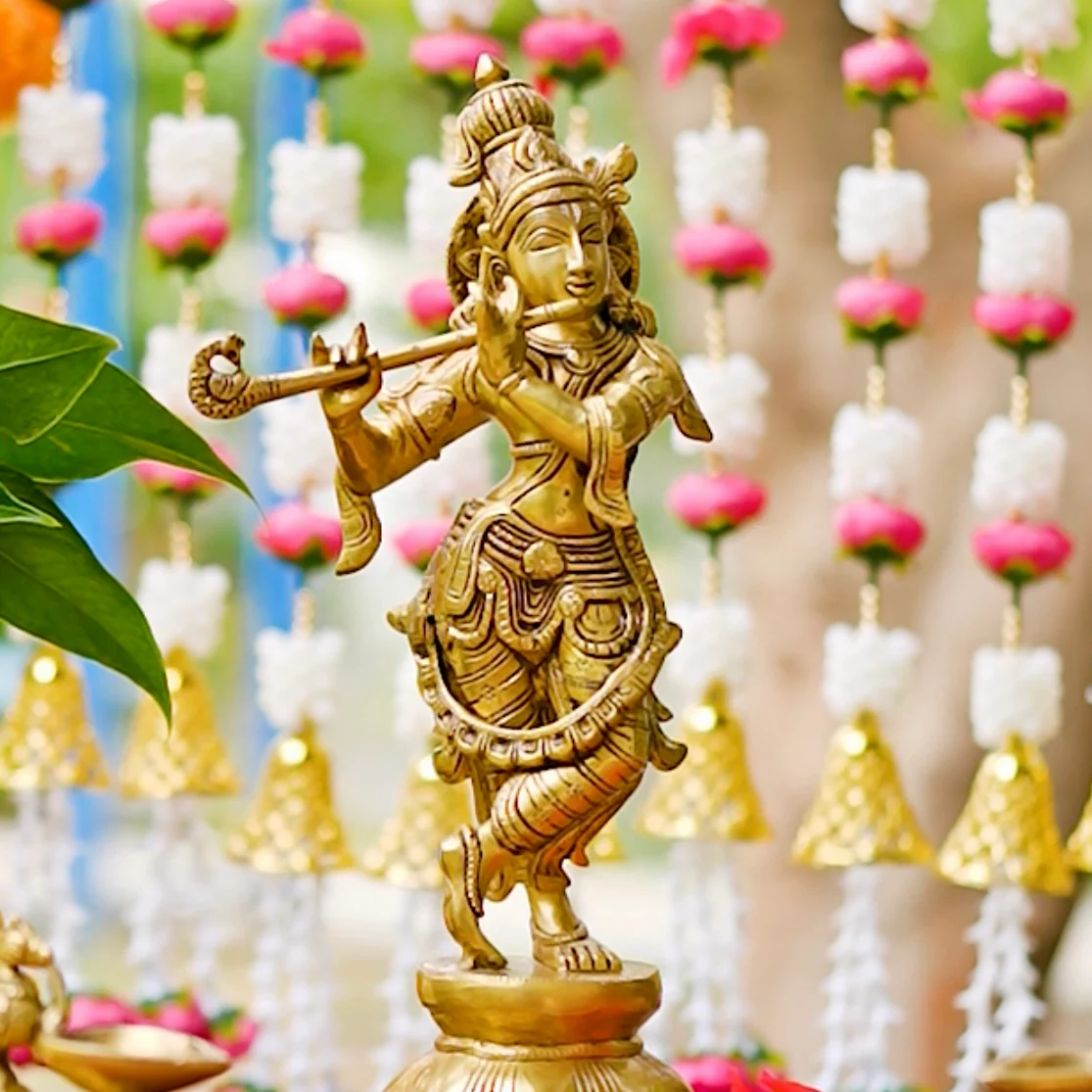Krishna Statue Brass, Idol Murti For Pooja Mandir