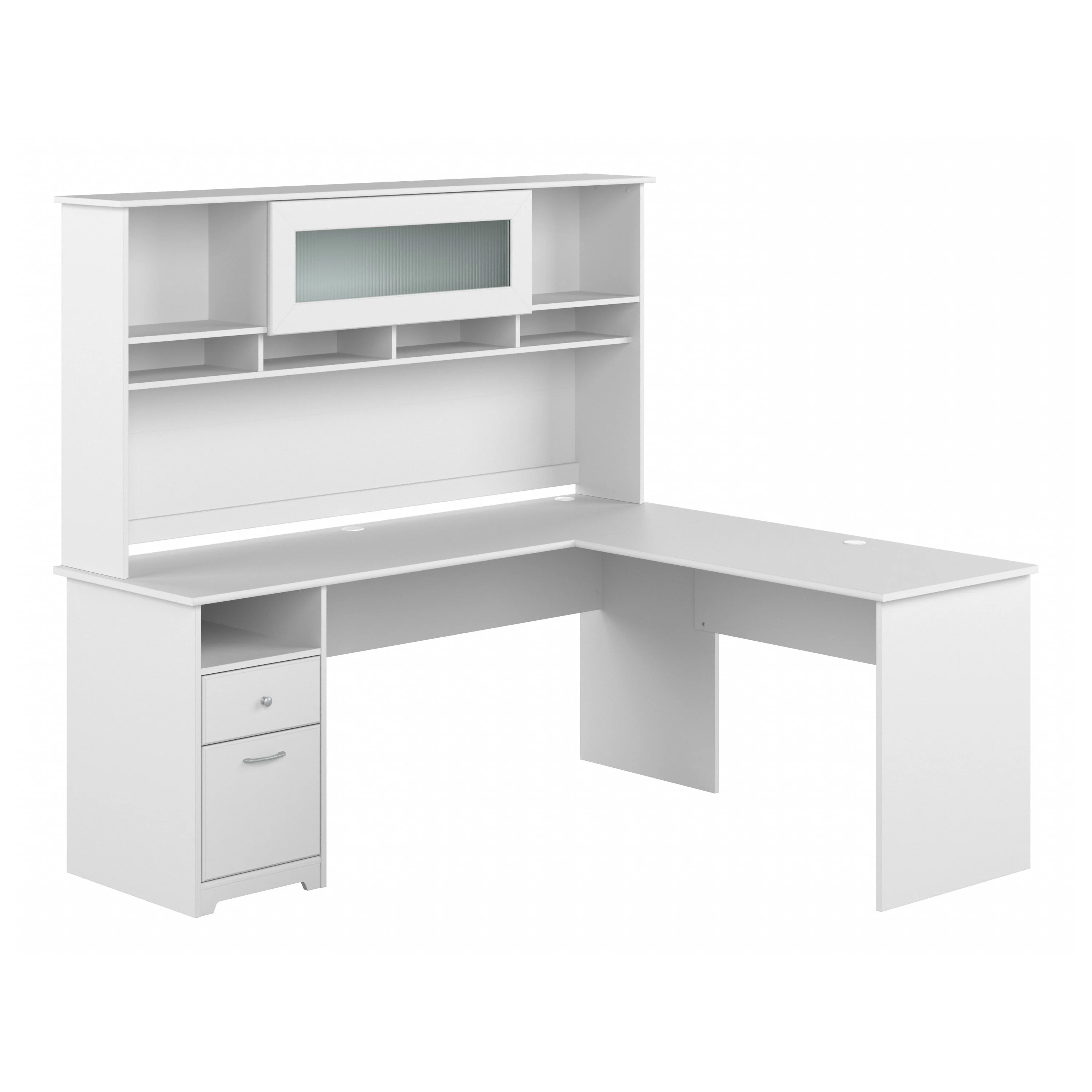 Cabot 72W L Shaped Computer Desk with Hutch and Drawers