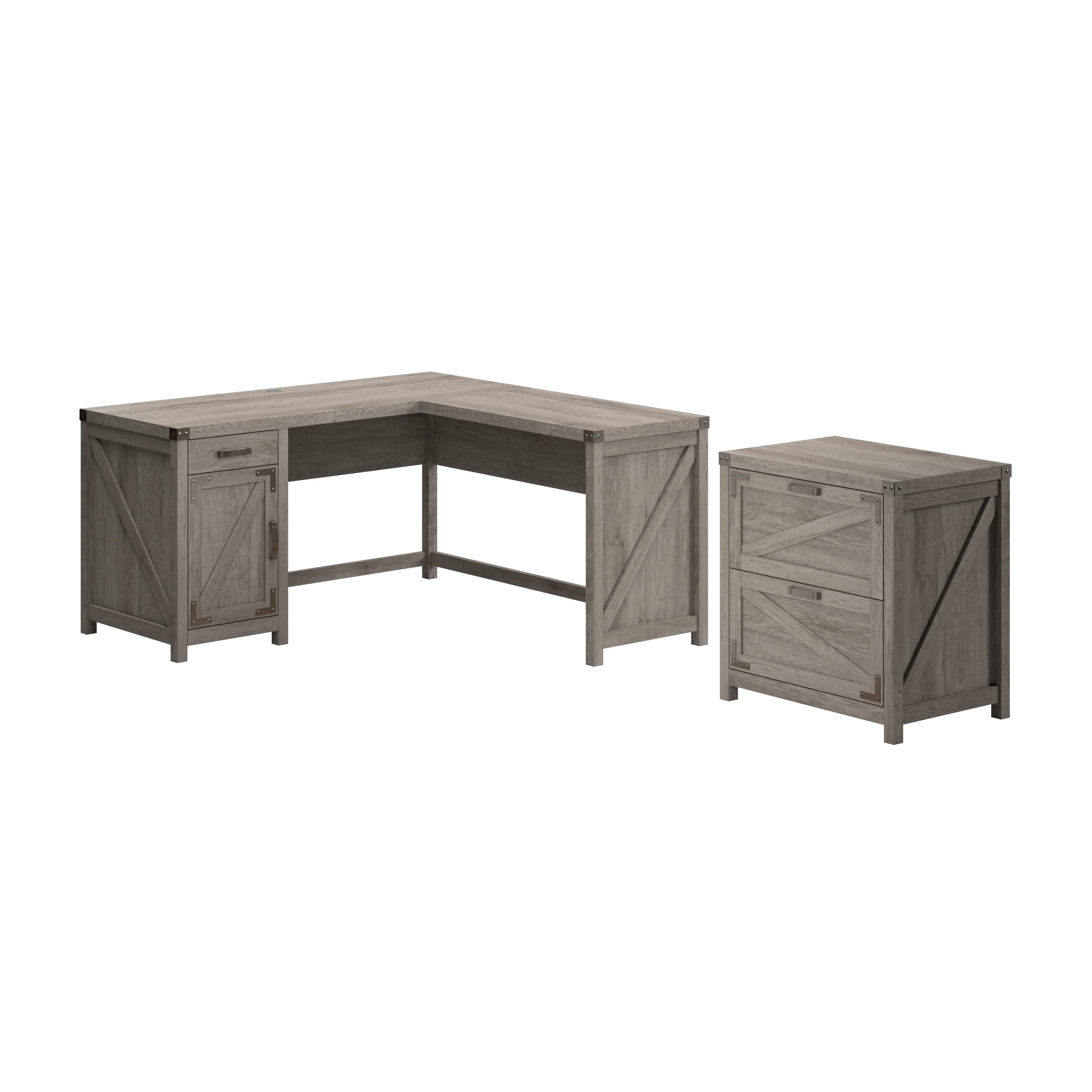 Knoxville 60W L Shaped Desk with 2 Drawer Lateral File Cabinet