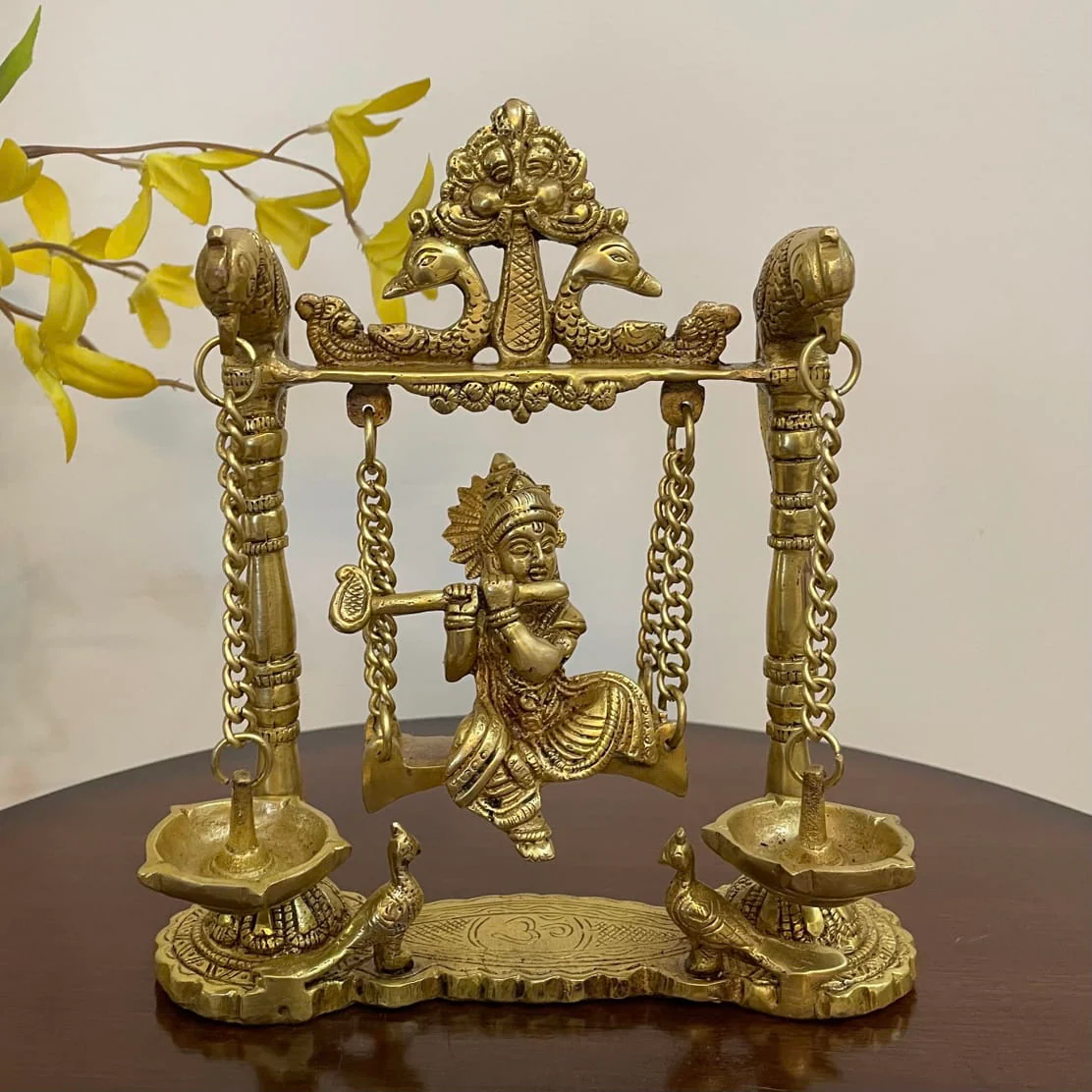 Lord krishna Swing Brass Idol - Traditional Home Decor