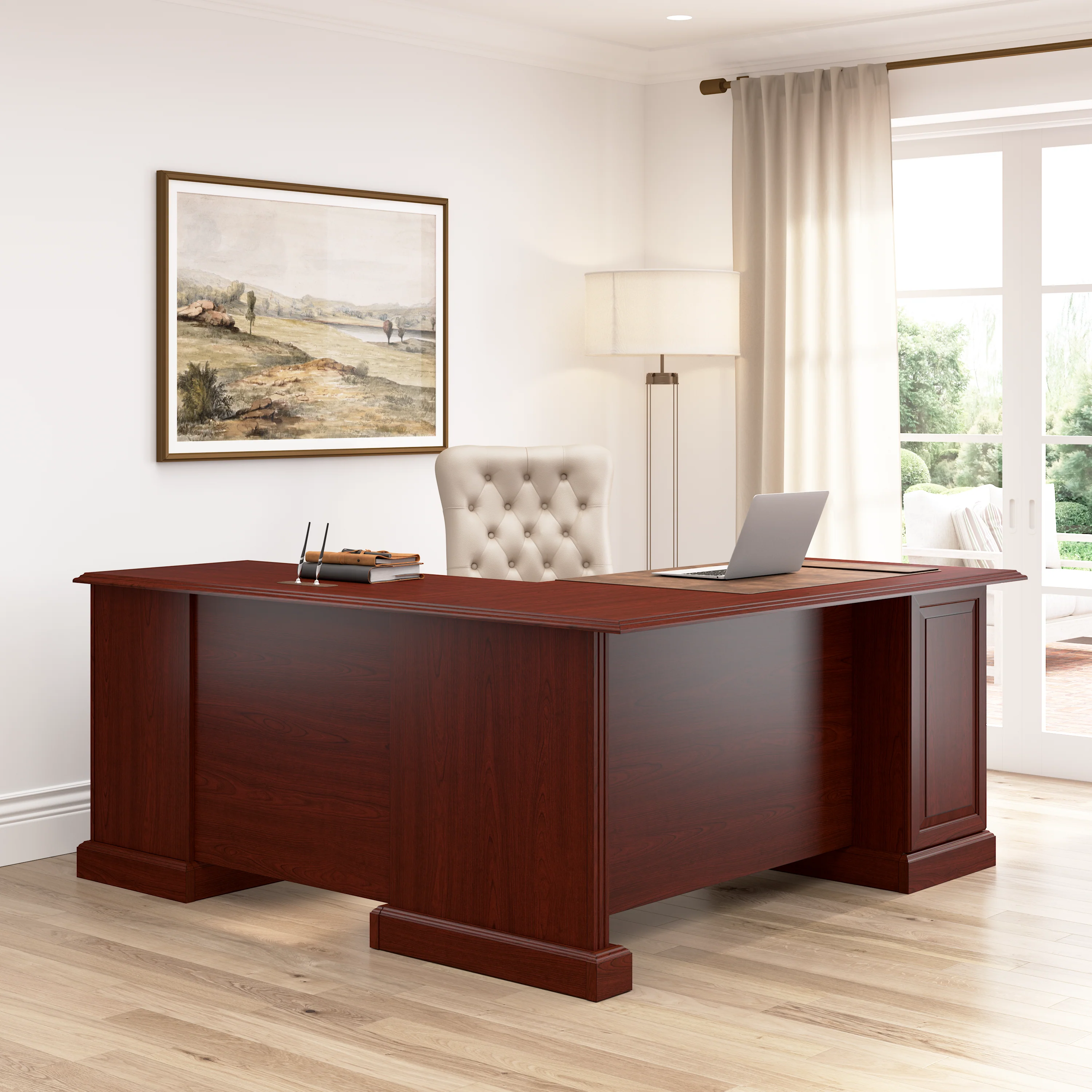Arlington L Shaped Desk with Drawers and Keyboard Tray