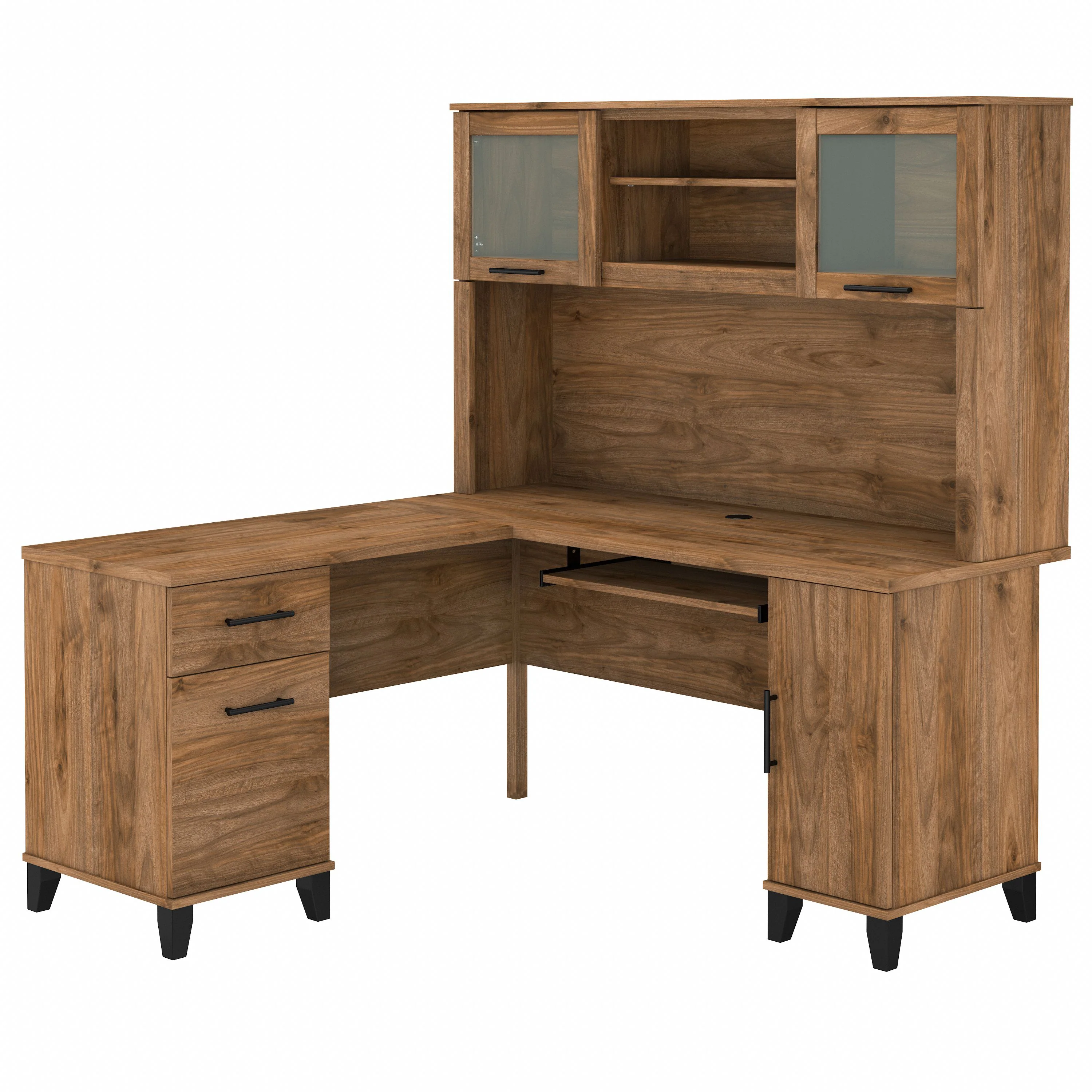 Somerset 60W L Shaped Desk with Hutch