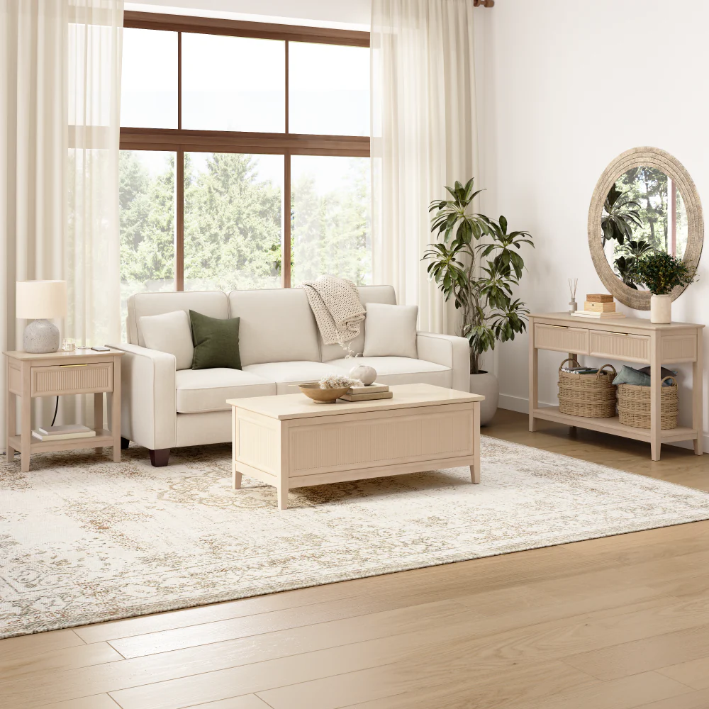 Bush Home Camille 47W Fluted Lift Top Coffee Table with Storage