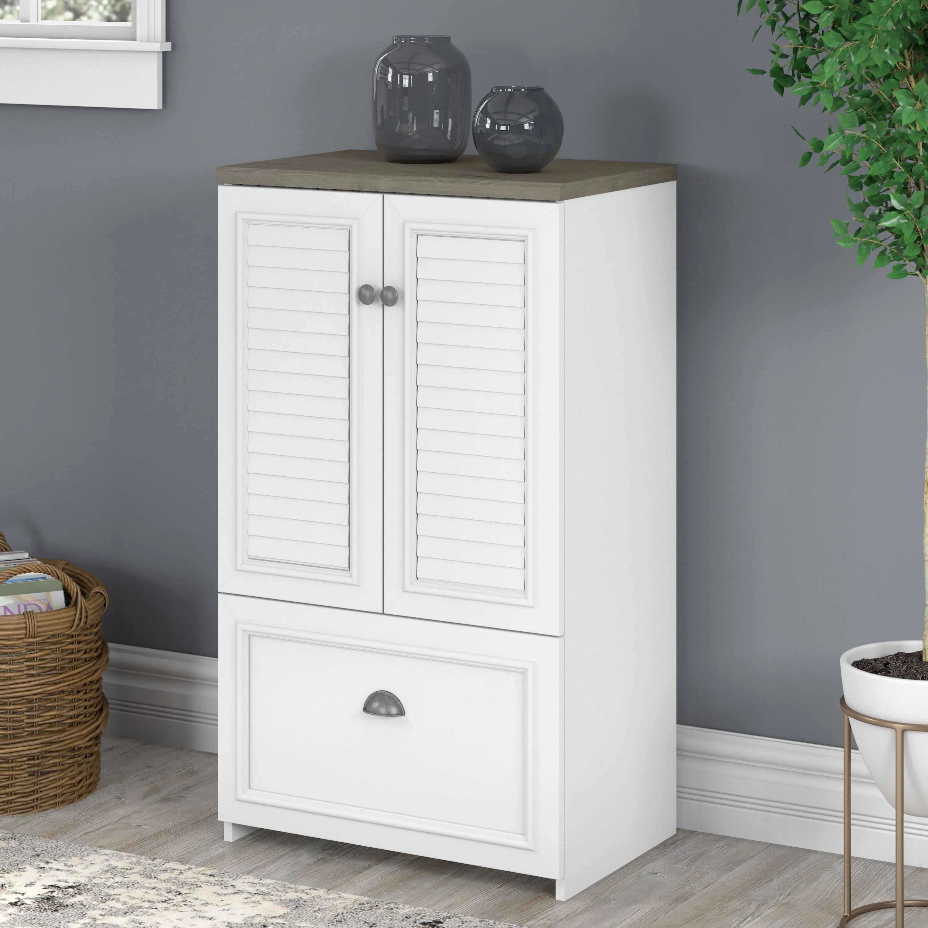 Fairview 2 Door Storage Cabinet with File Drawer