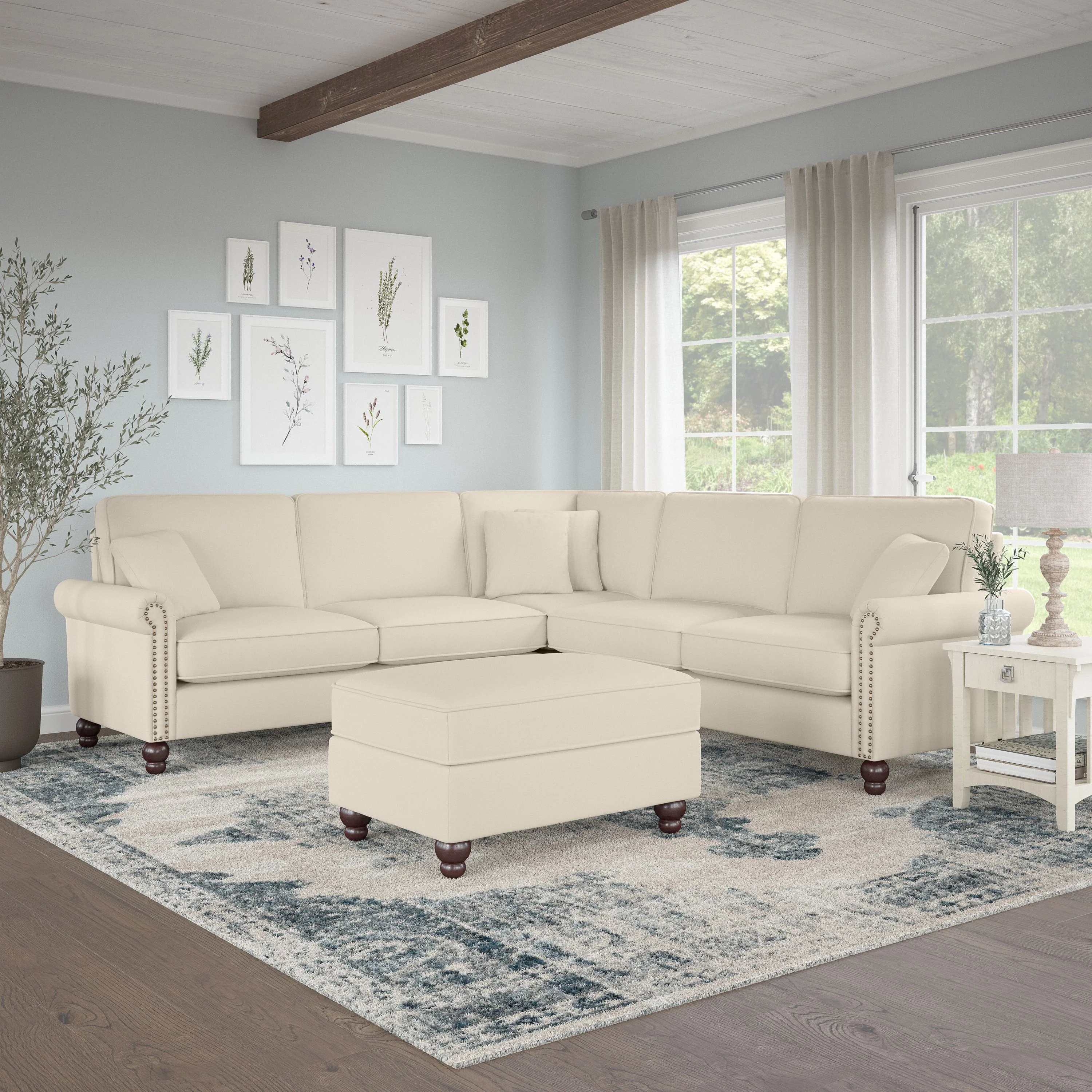 Coventry 99W L Shaped Sectional Couch with Ottoman