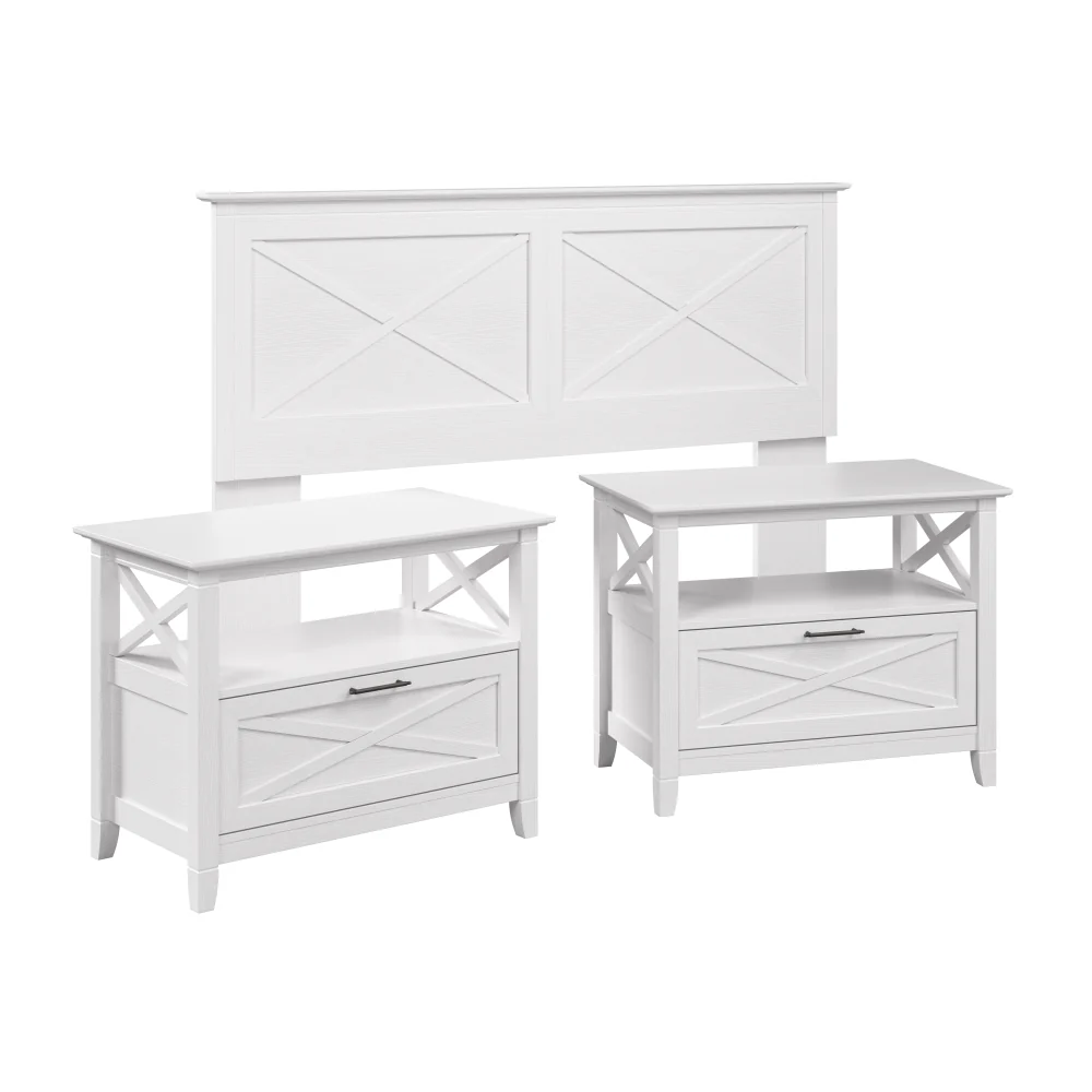 Bush Home Key West 65W Full/Queen Headboard with Set of 2 Nightstands