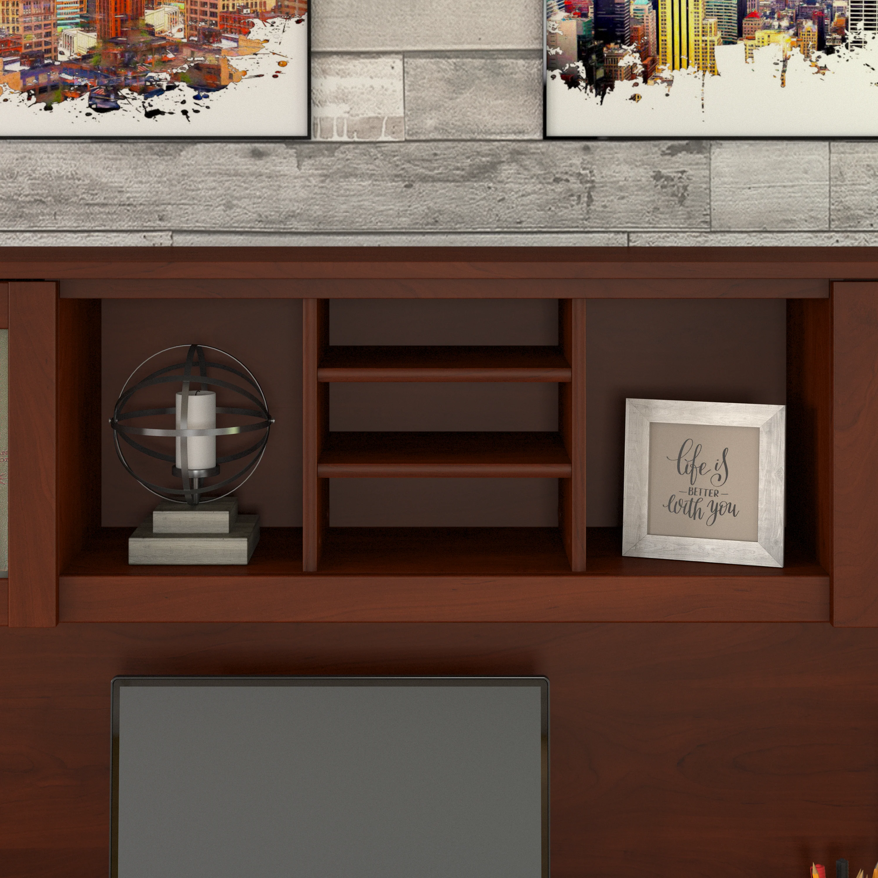 Somerset 72W Office Desk with Hutch and 5 Shelf Bookcase