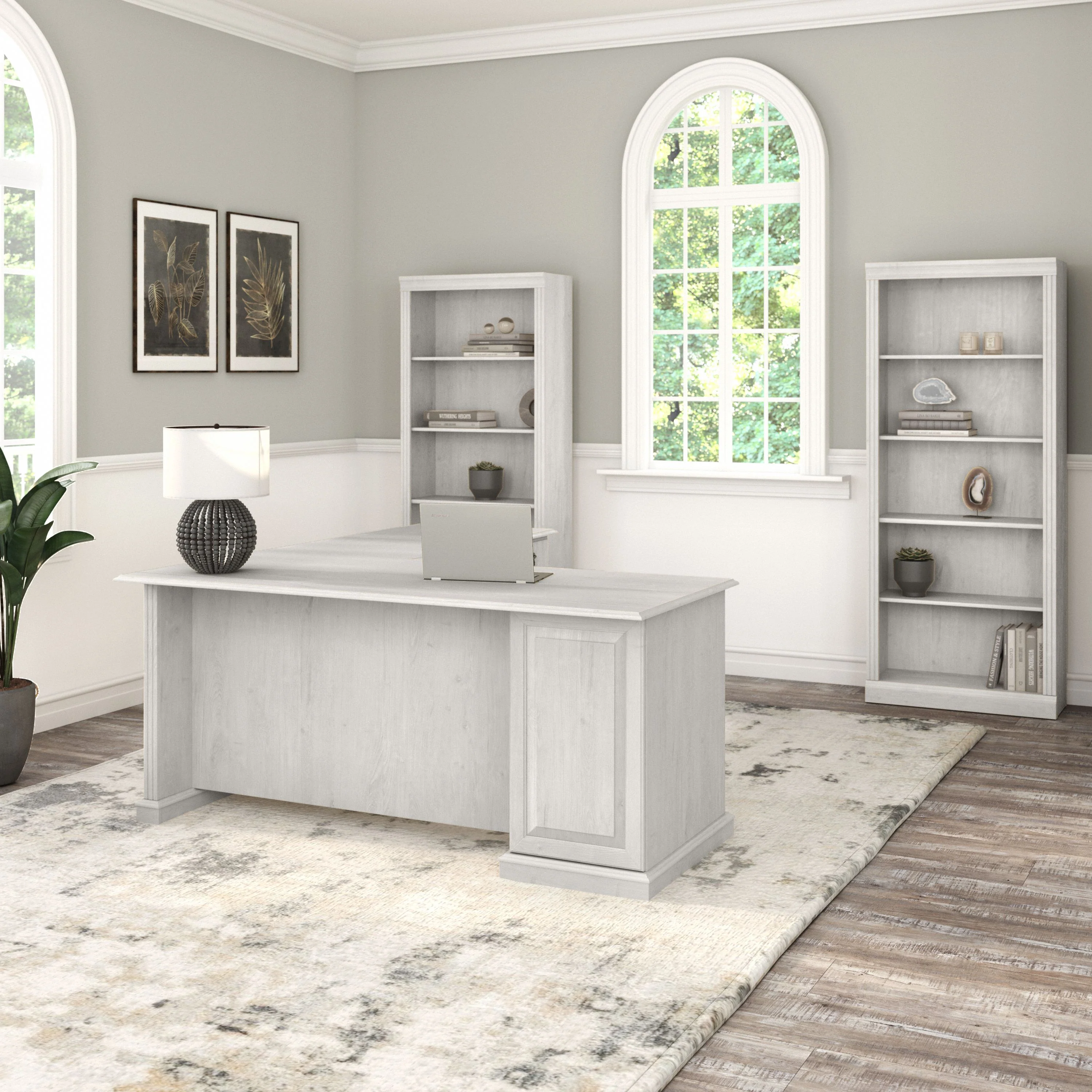 Saratoga L Shaped Computer Desk and Bookcase Set