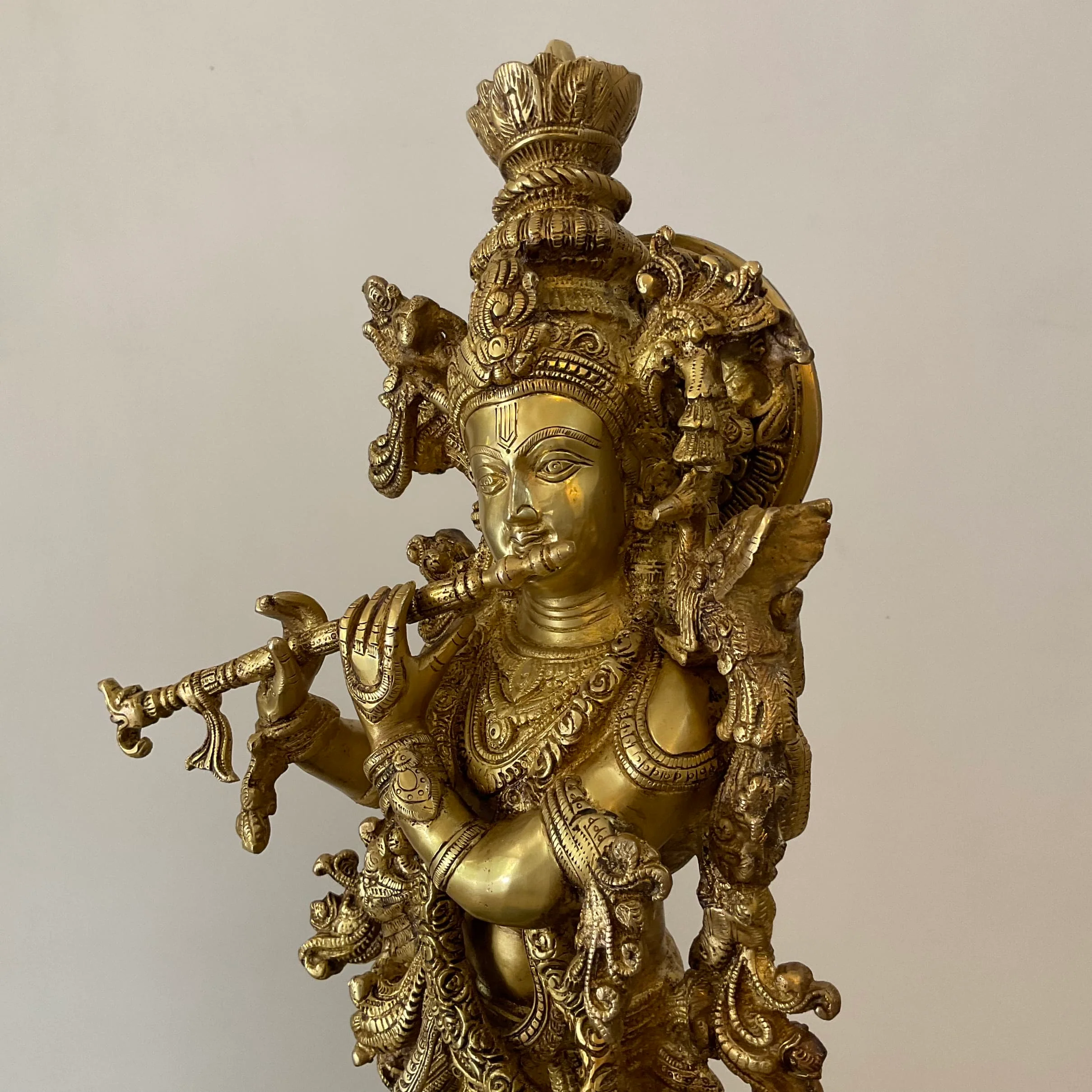 Krishna Statue For Home Temple, 30 Inches Shri Krishna Brass Idol